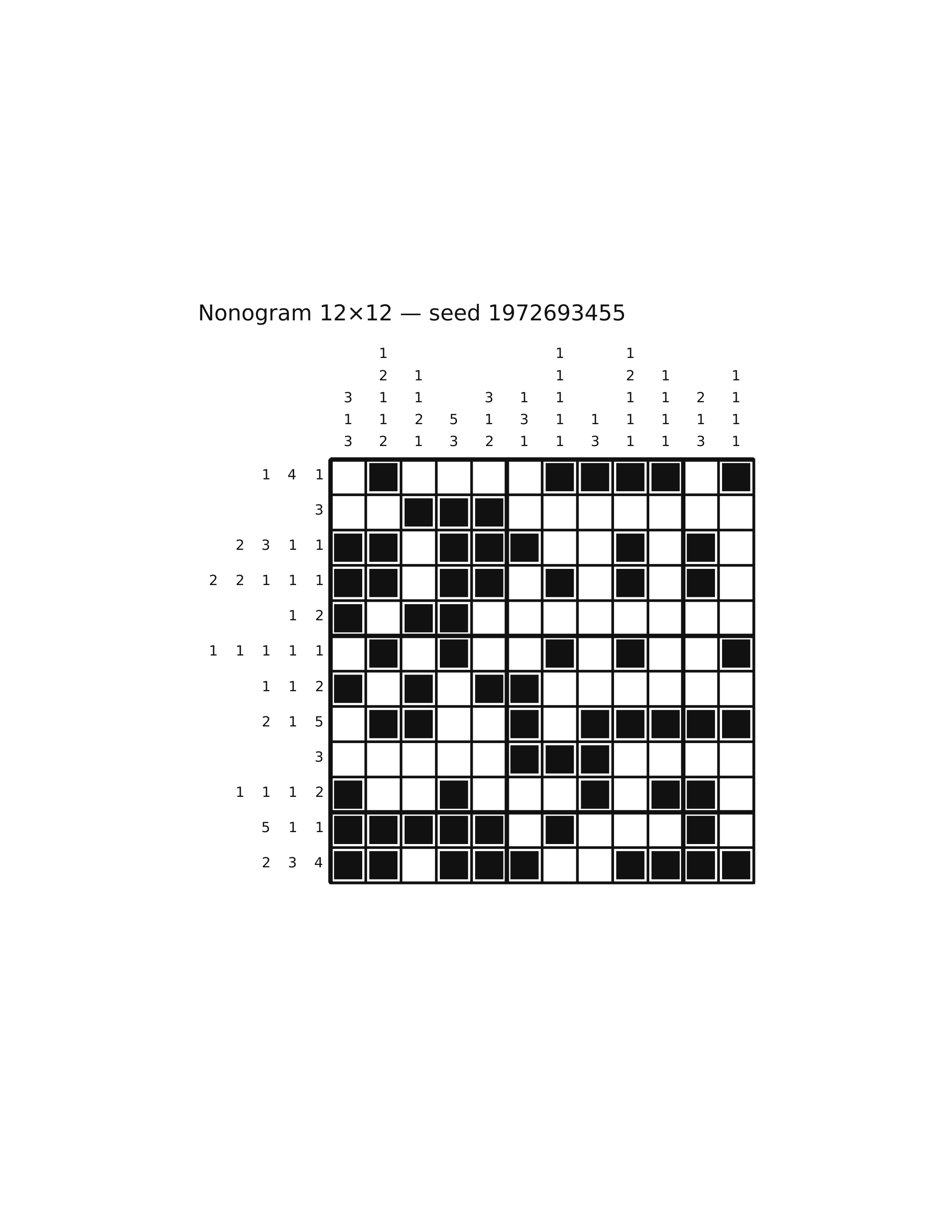 Nonogram 12×12 #13 — solution