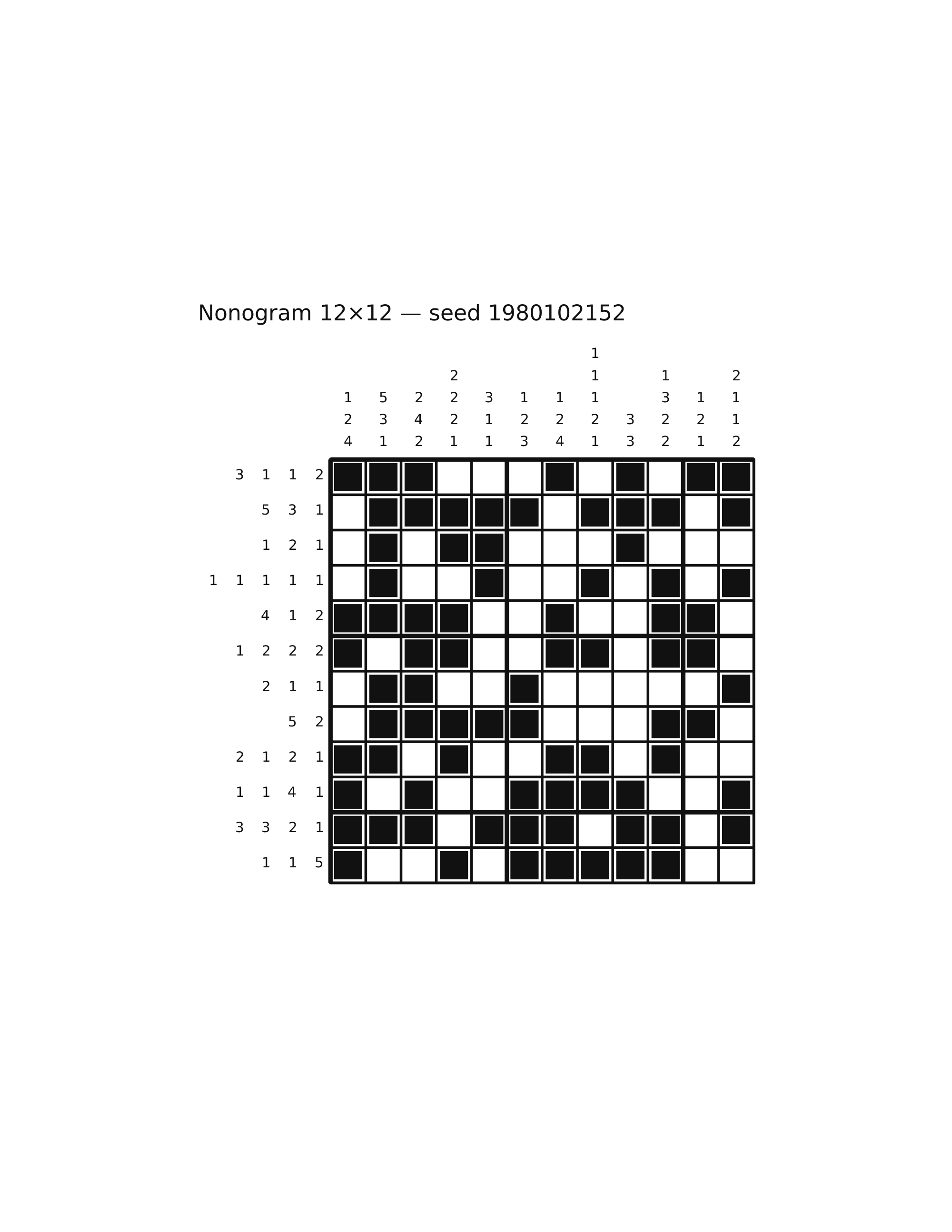 Nonogram 12×12 #61 — solution