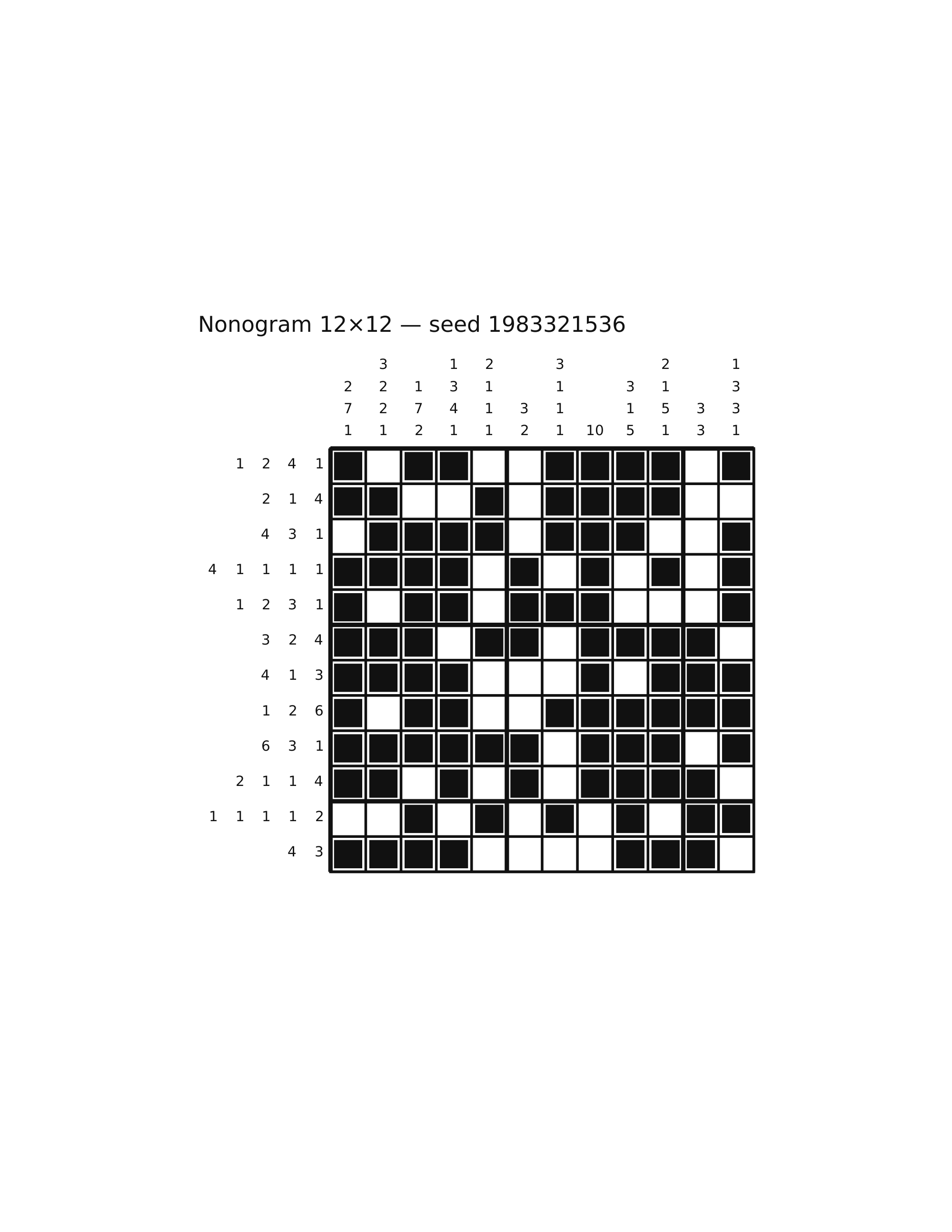 Nonogram 12×12 #53 — solution