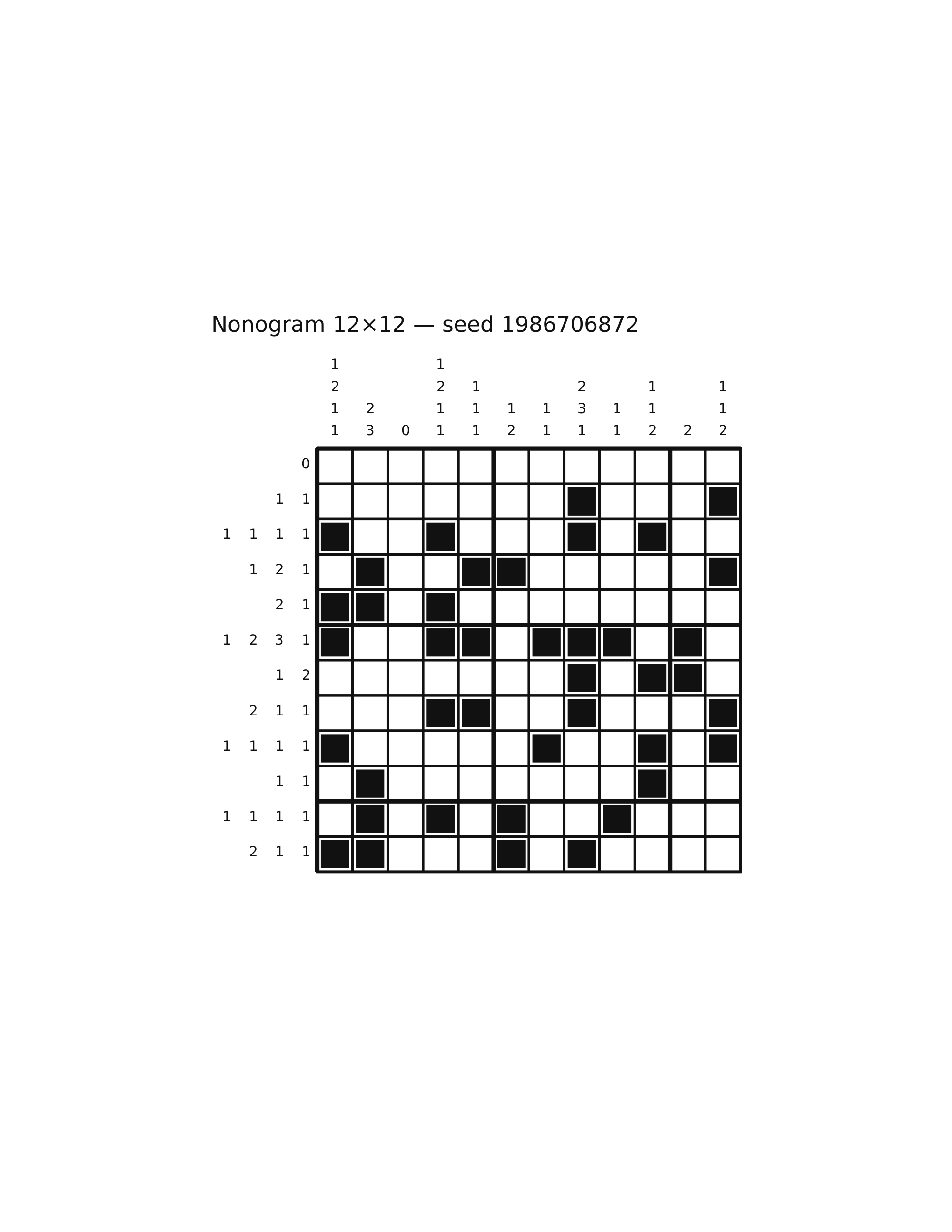 Nonogram 12×12 #52 — solution