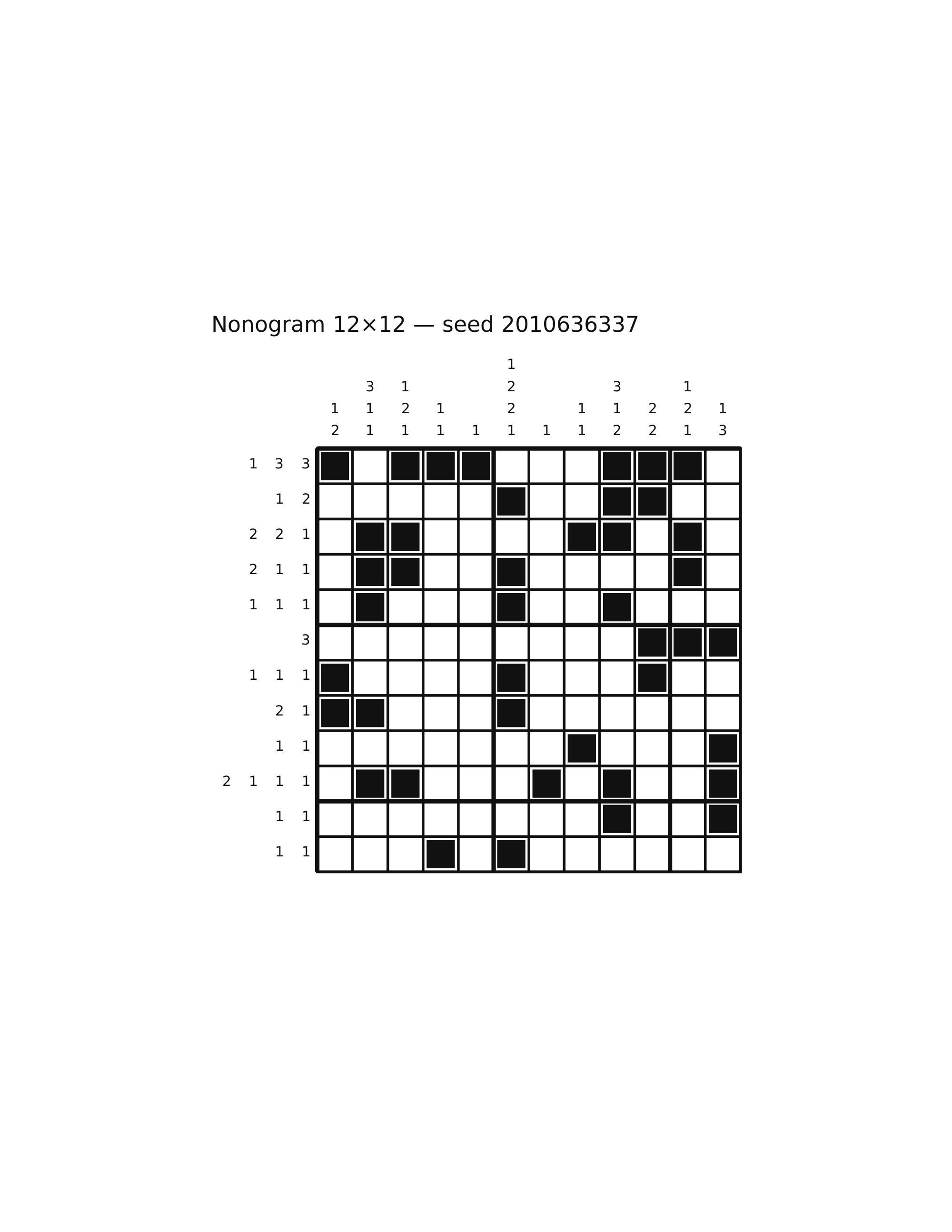 Nonogram 12×12 #62 — solution