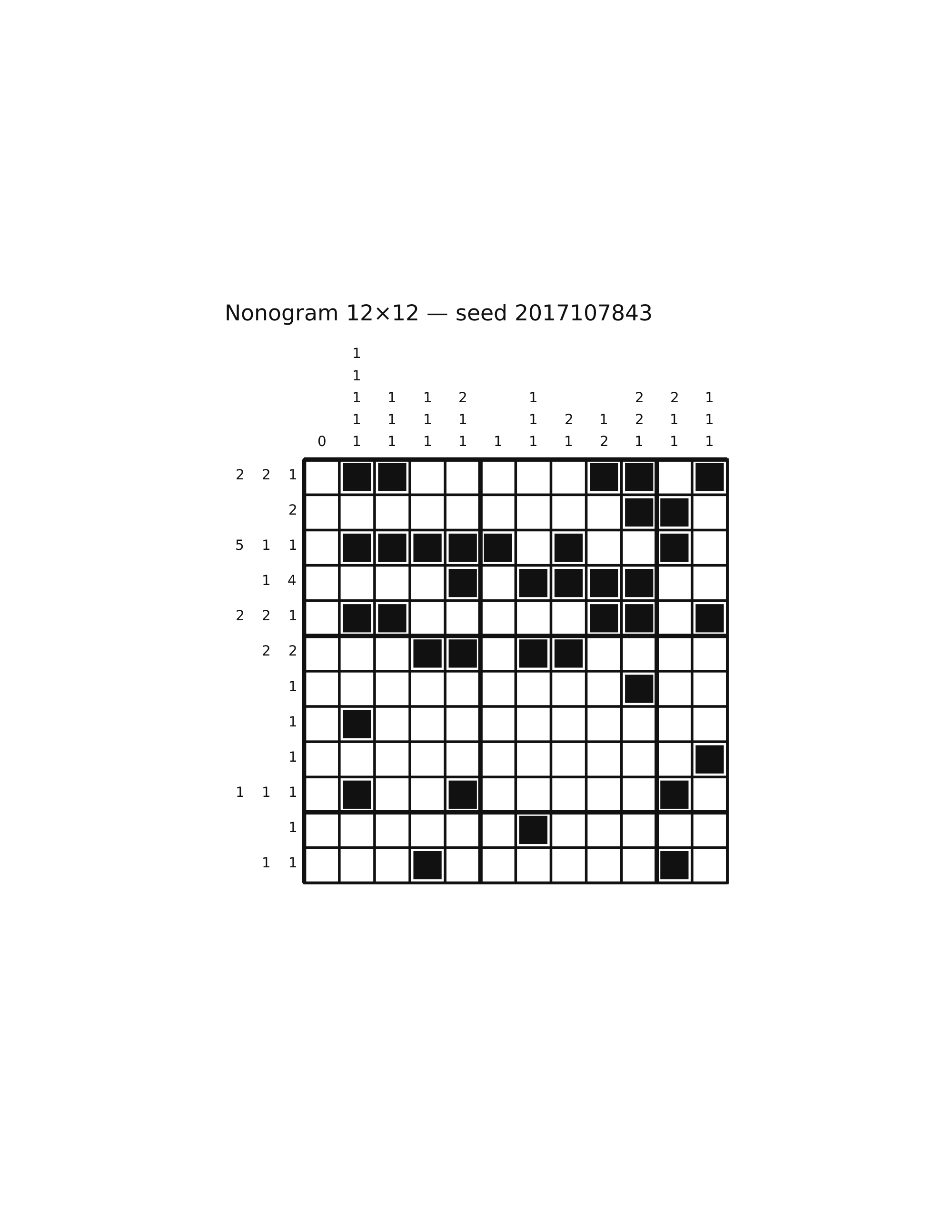 Nonogram 12×12 #69 — solution