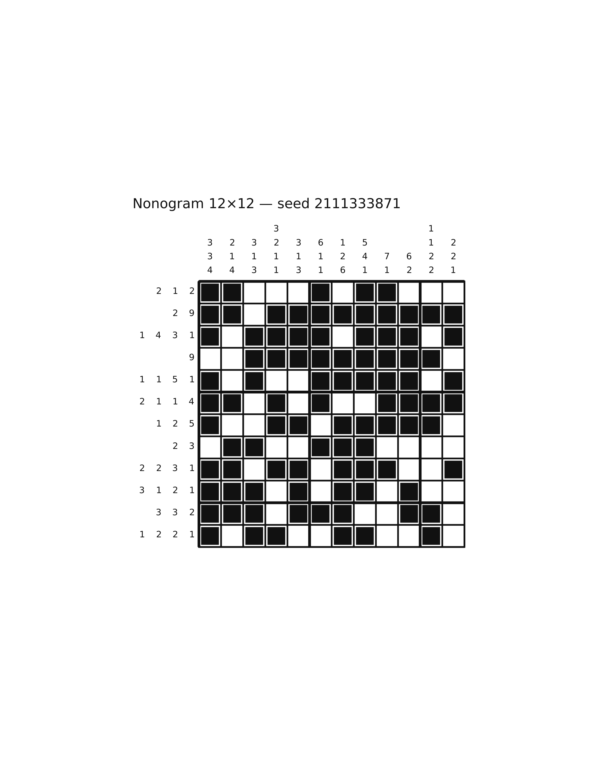 Nonogram 12×12 #14 — solution