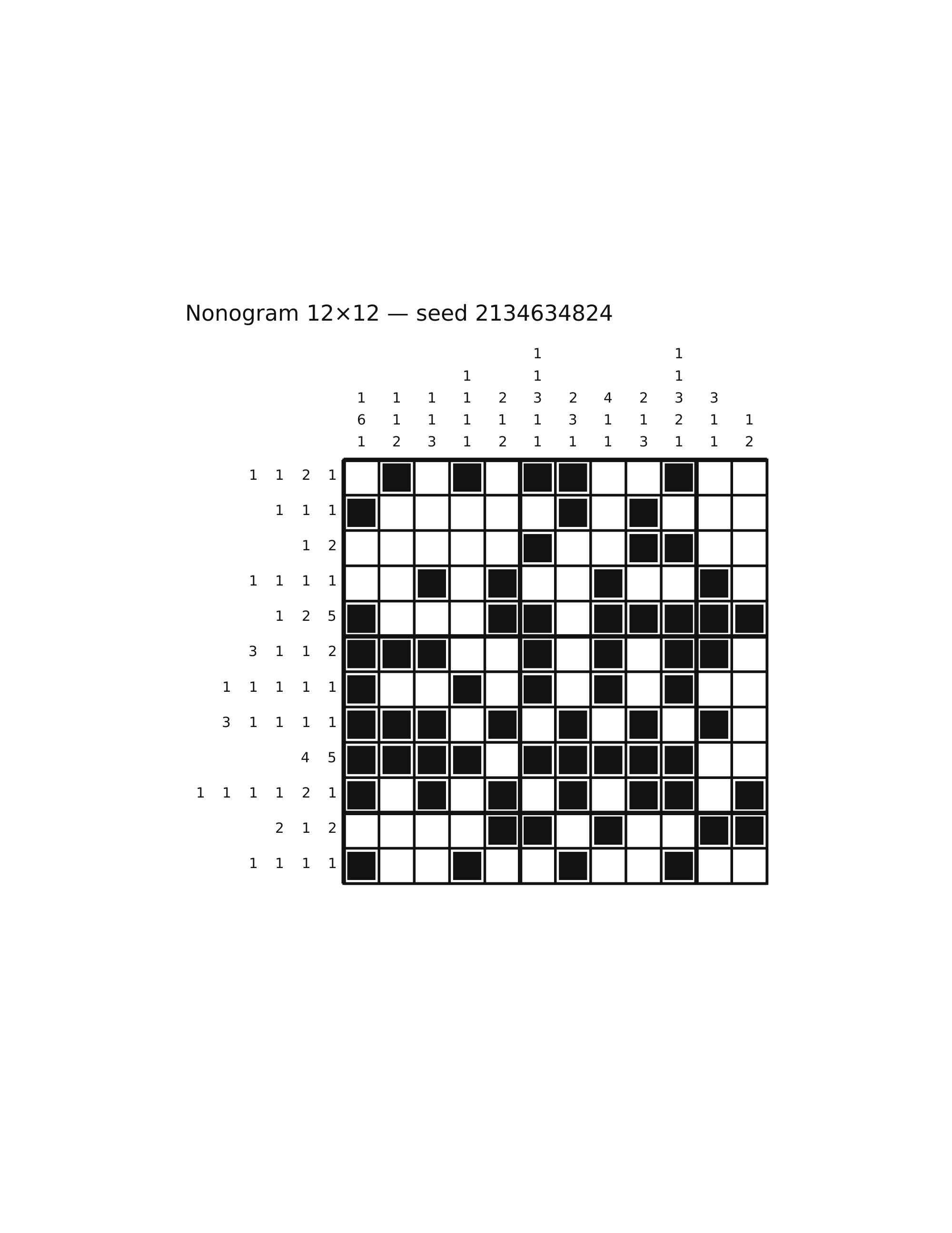 Nonogram 12×12 #58 — solution