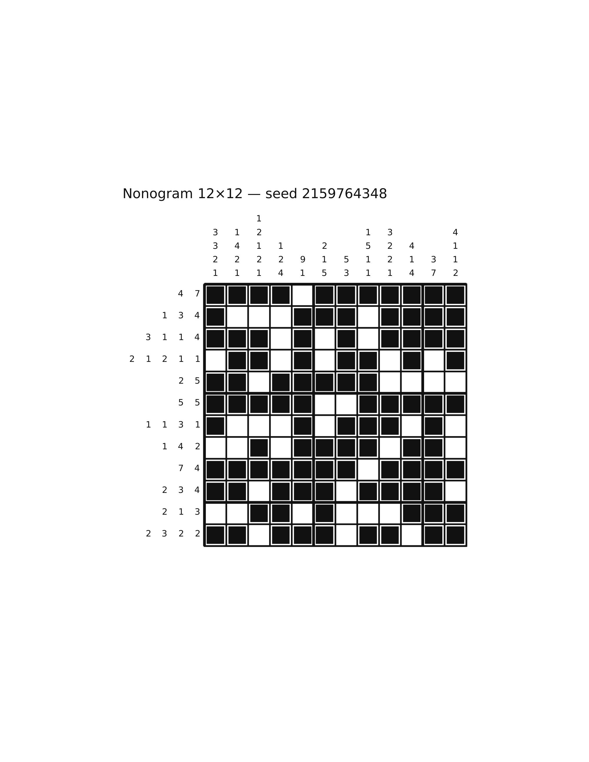 Nonogram 12×12 #64 — solution