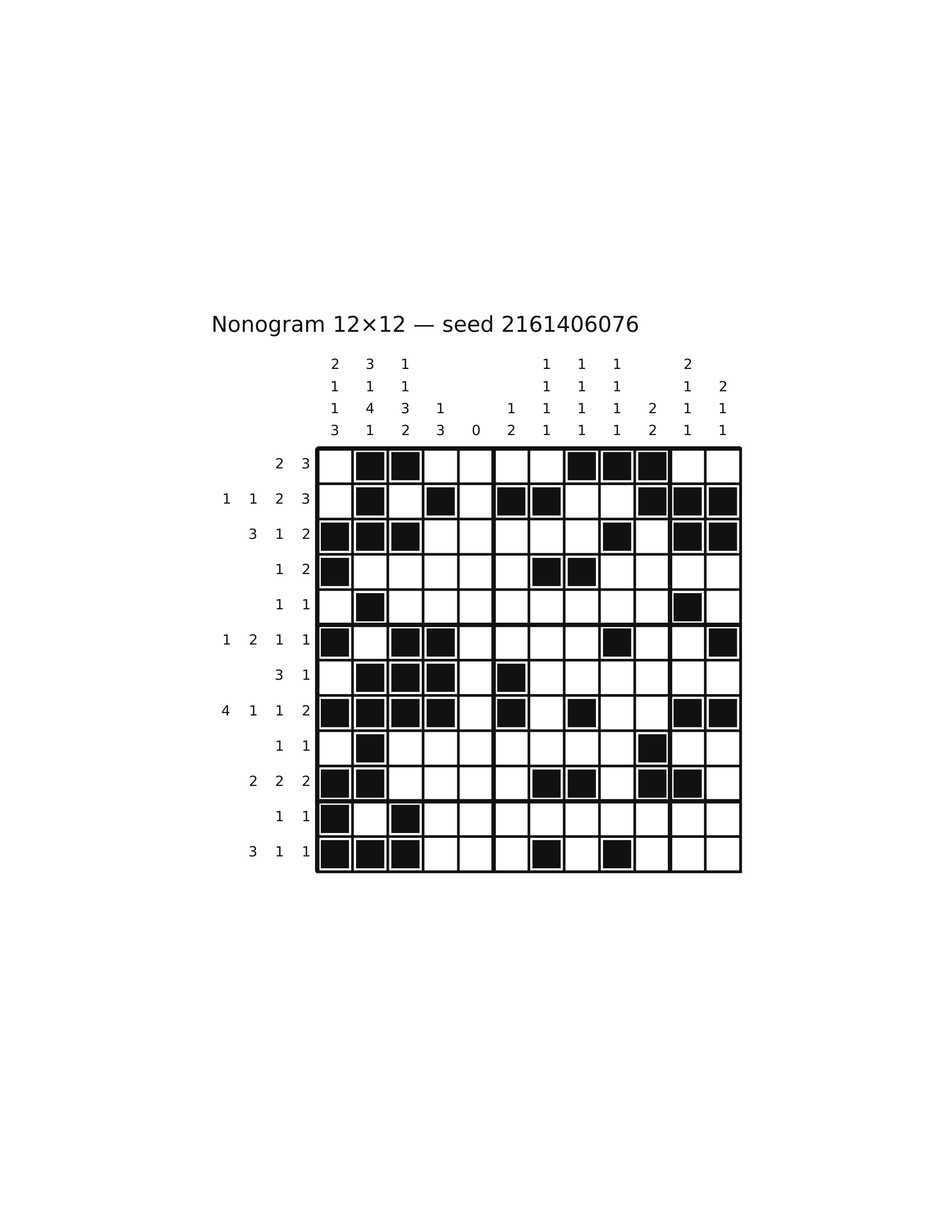 Nonogram 12×12 #62 — solution