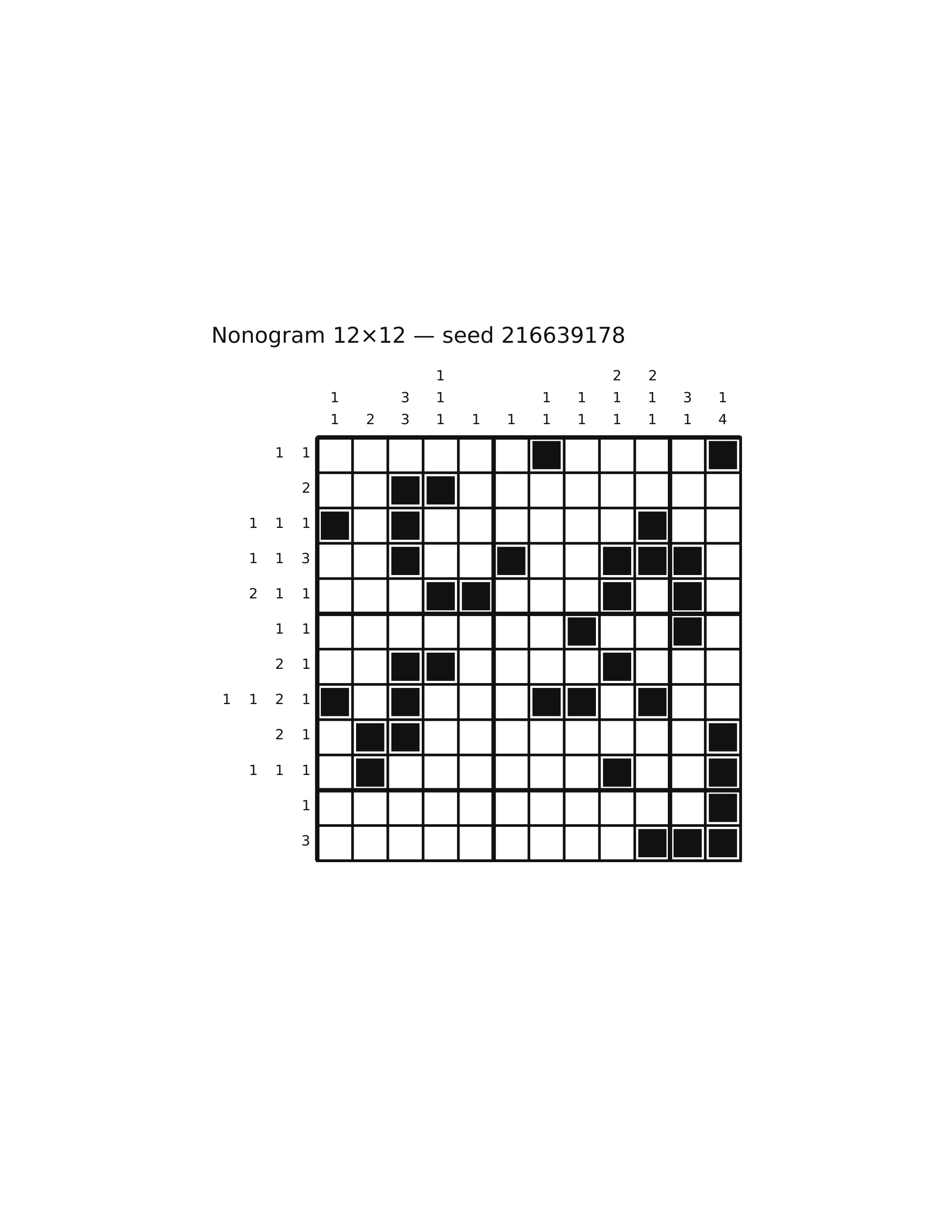 Nonogram 12×12 #53 — solution