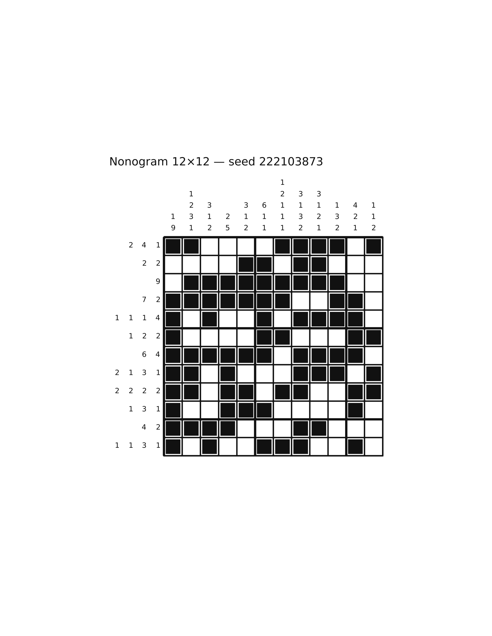 Nonogram 12×12 #52 — solution