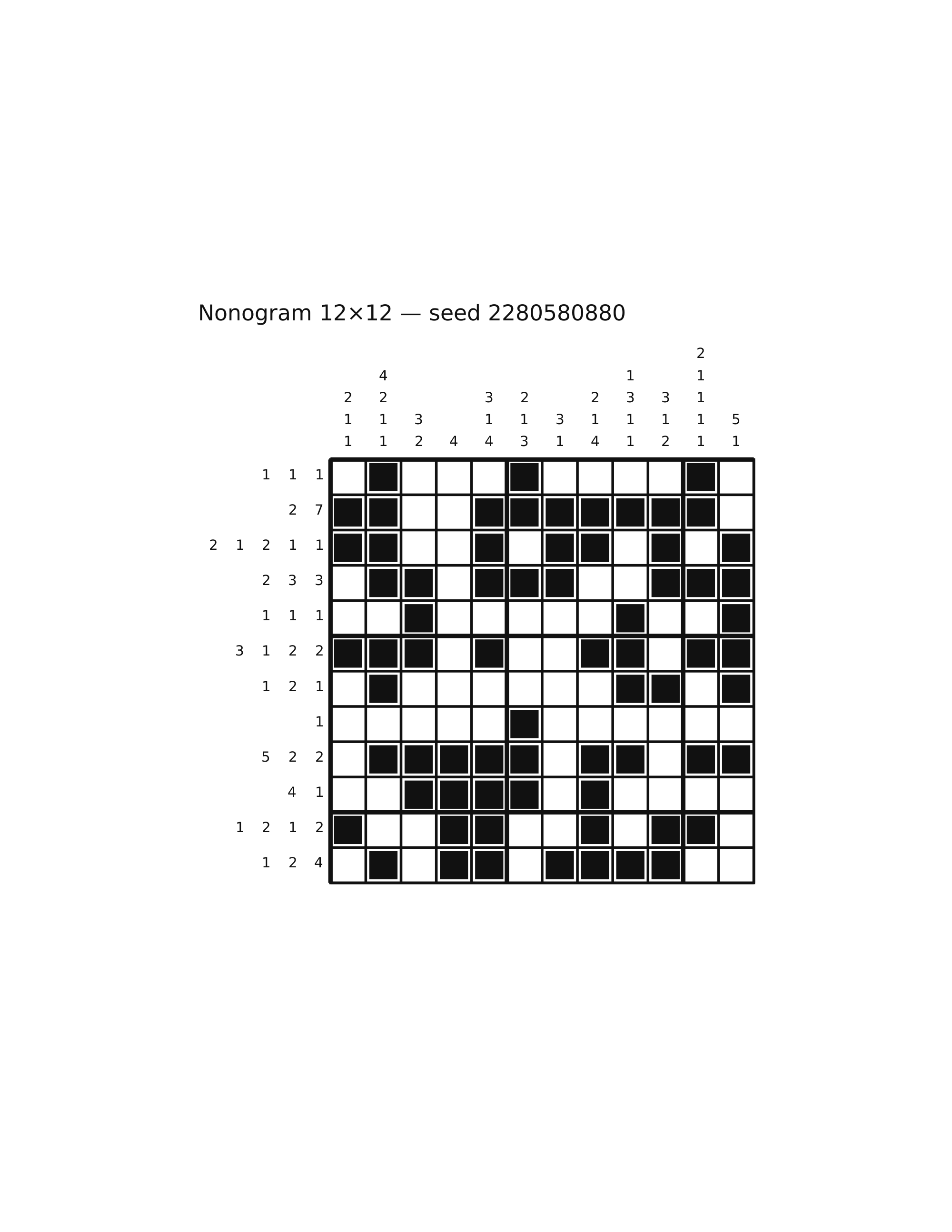 Nonogram 12×12 #43 — solution