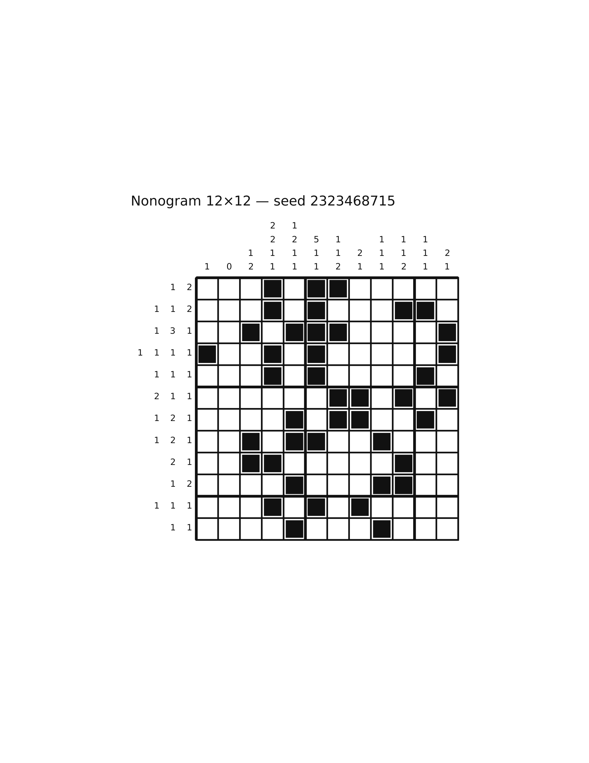 Nonogram 12×12 #38 — solution