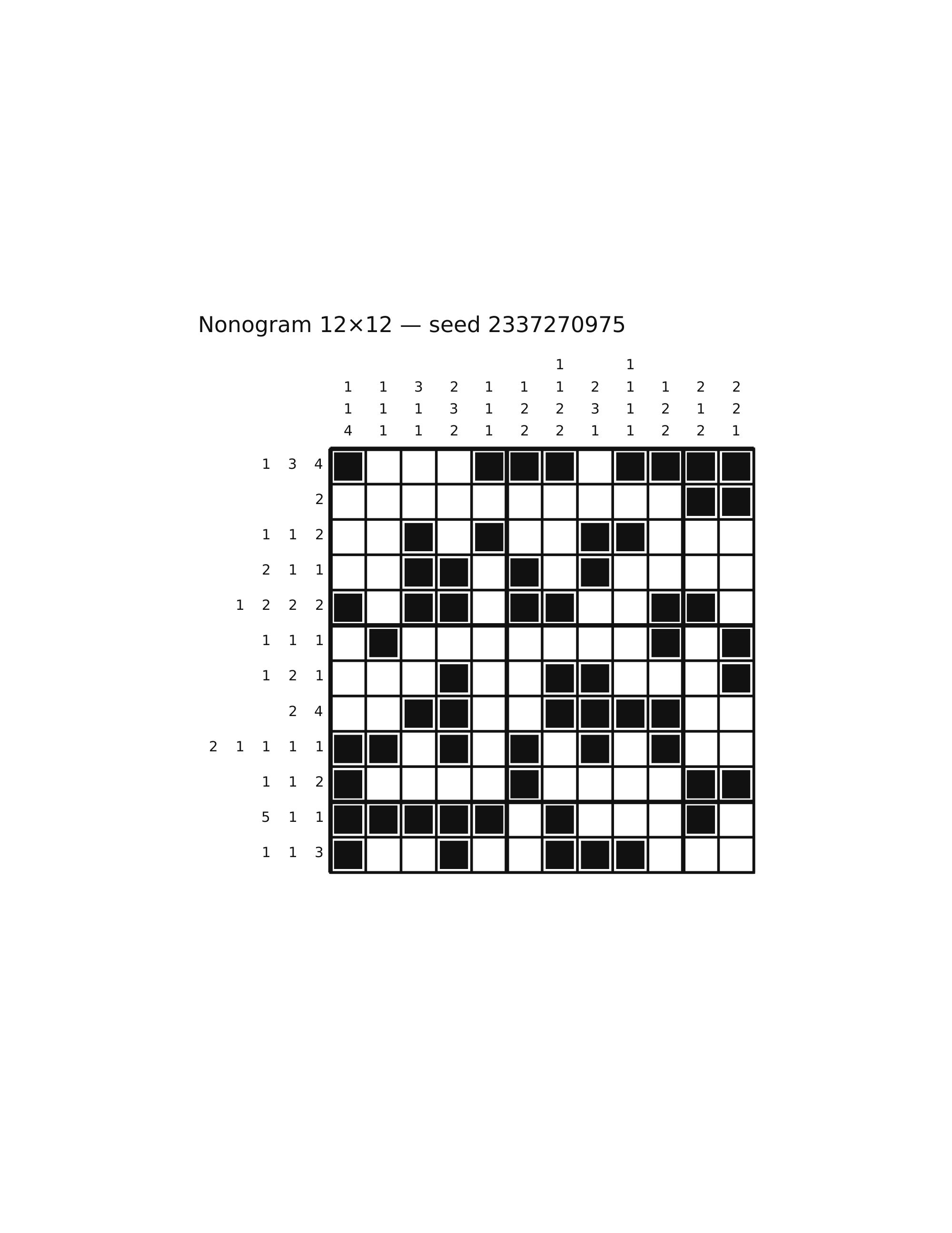 Nonogram 12×12 #56 — solution