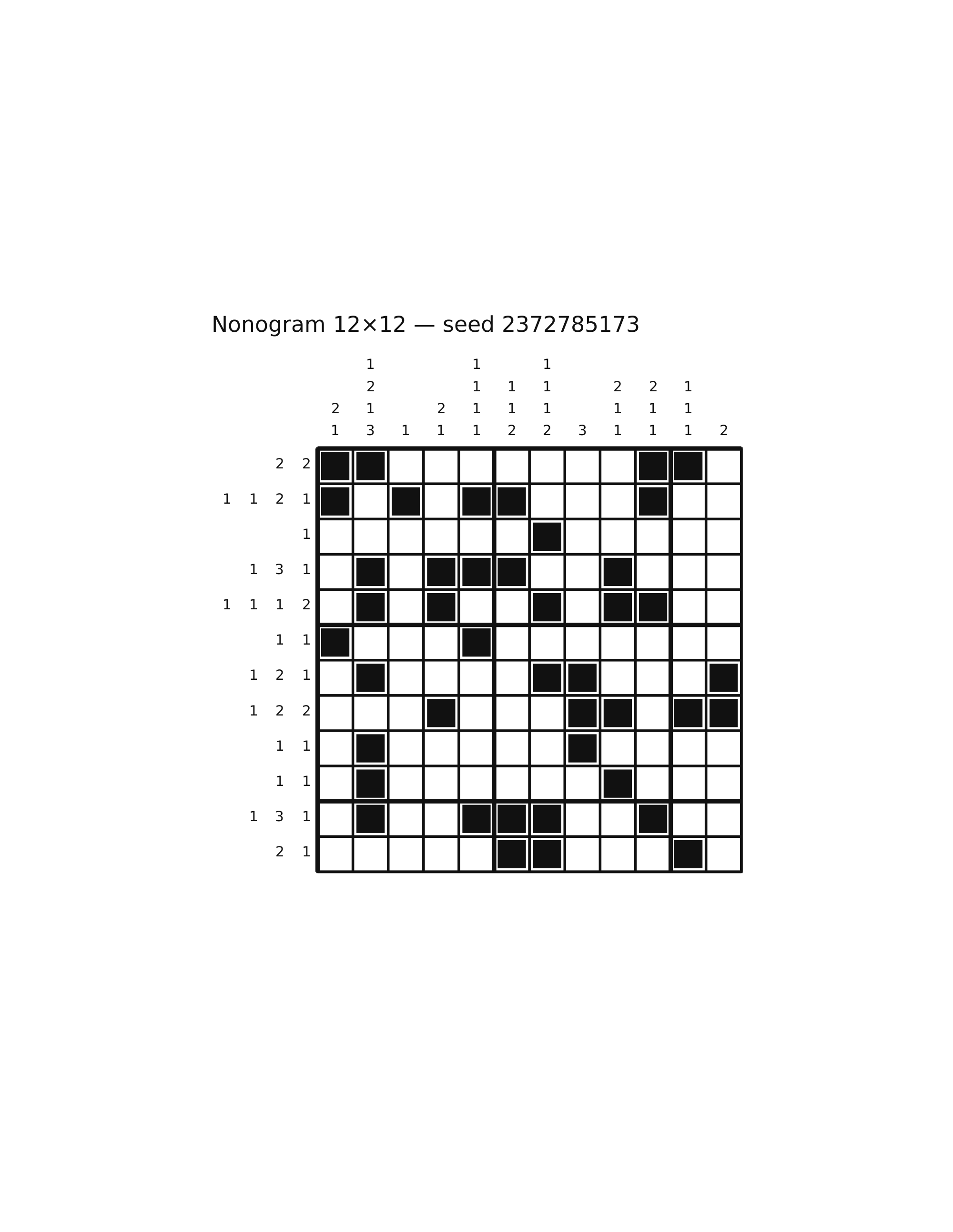 Nonogram 12×12 #55 — solution