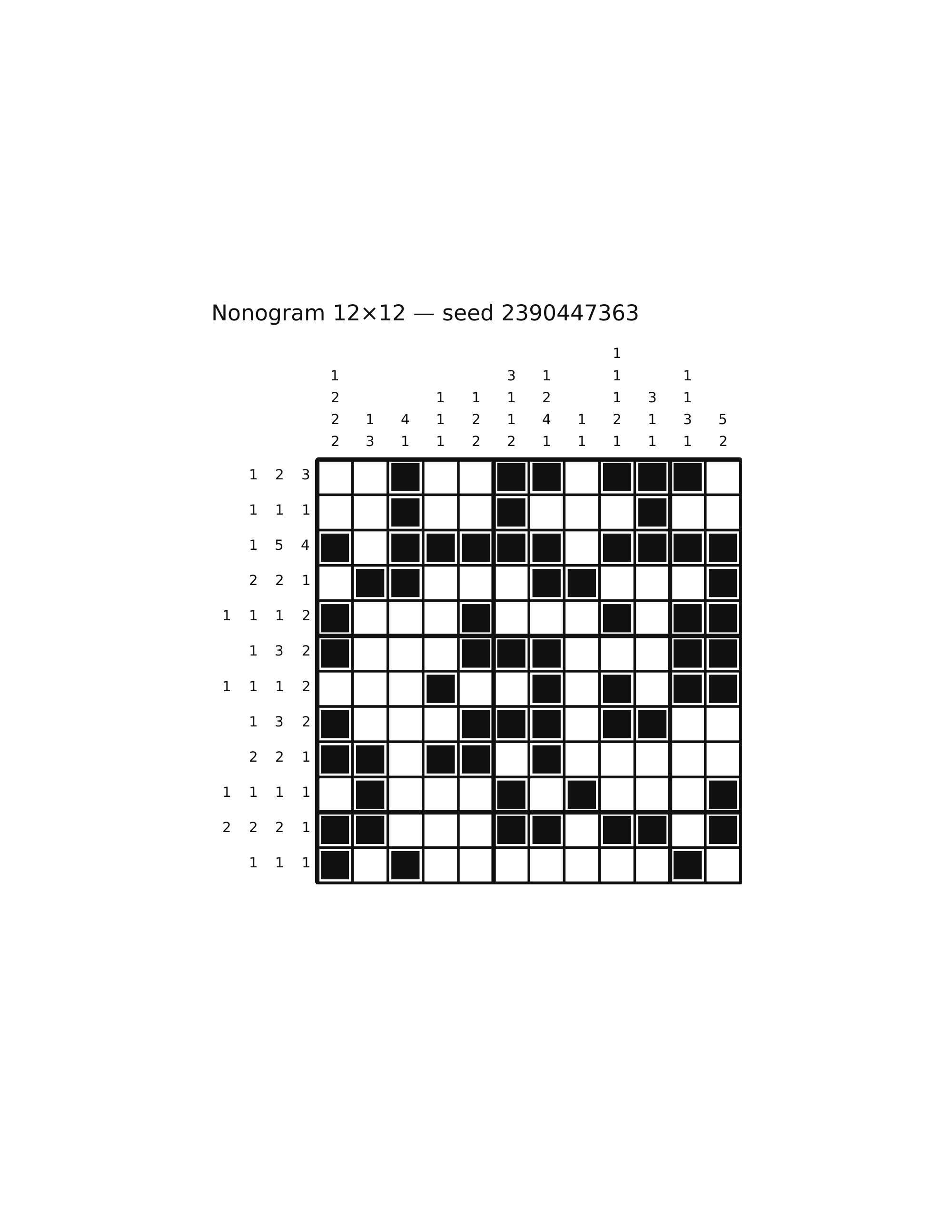 Nonogram 12×12 #74 — solution
