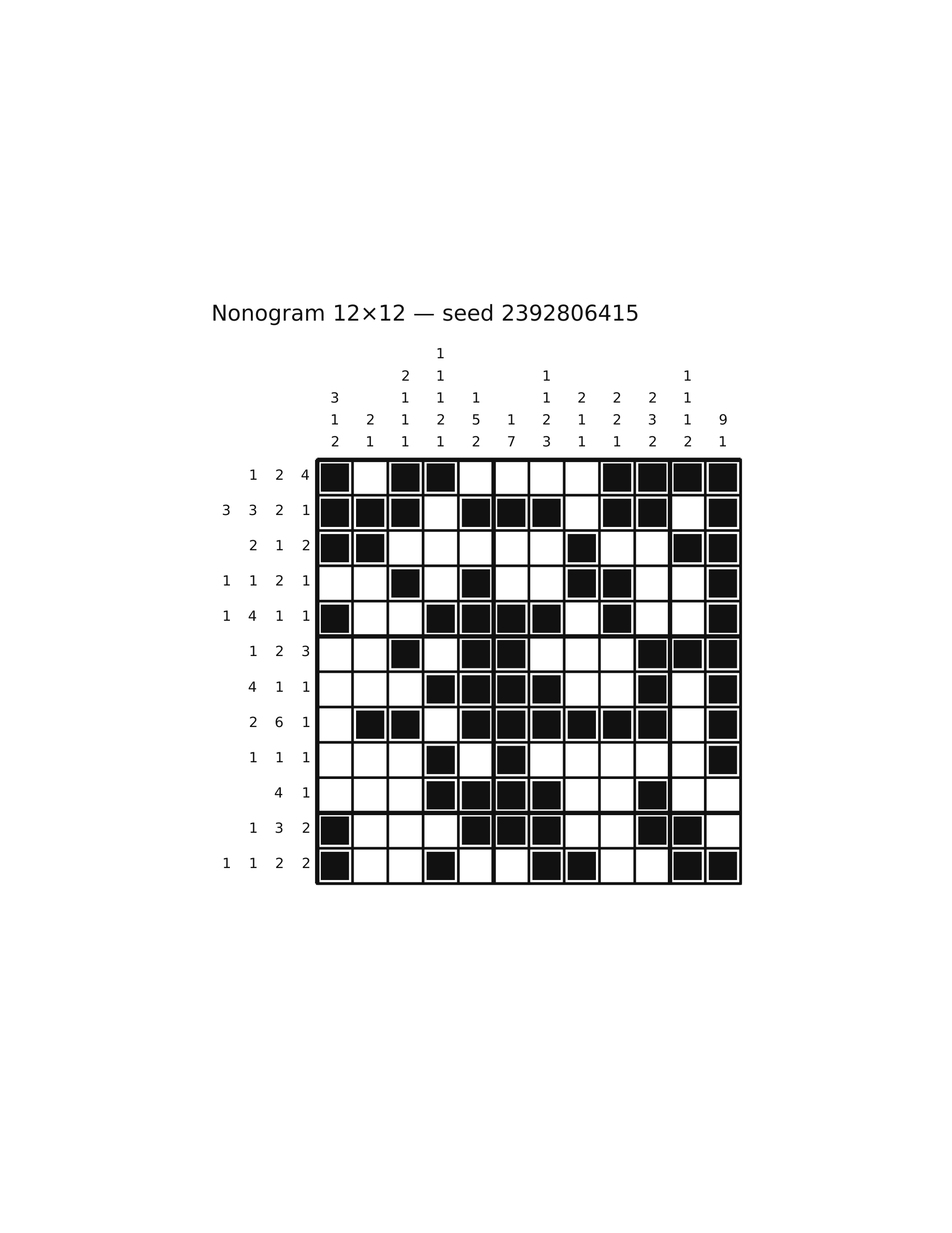 Nonogram 12×12 #64 — solution
