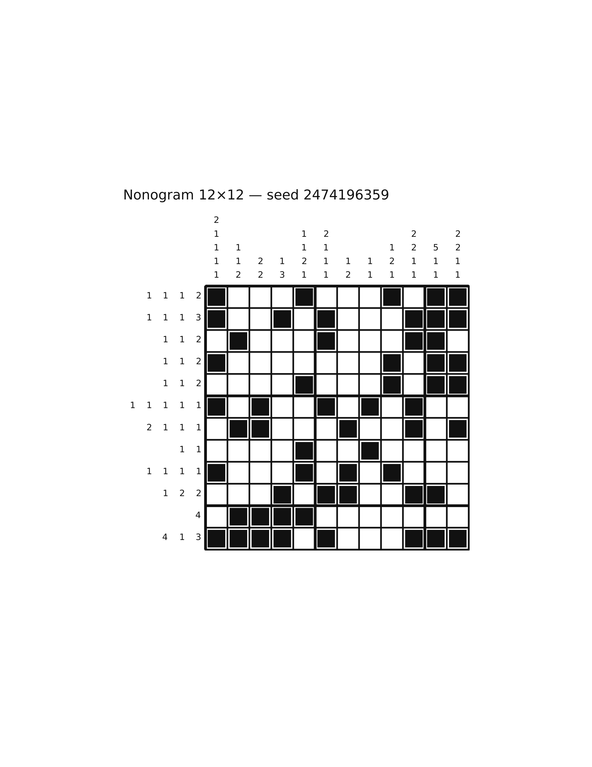 Nonogram 12×12 #54 — solution