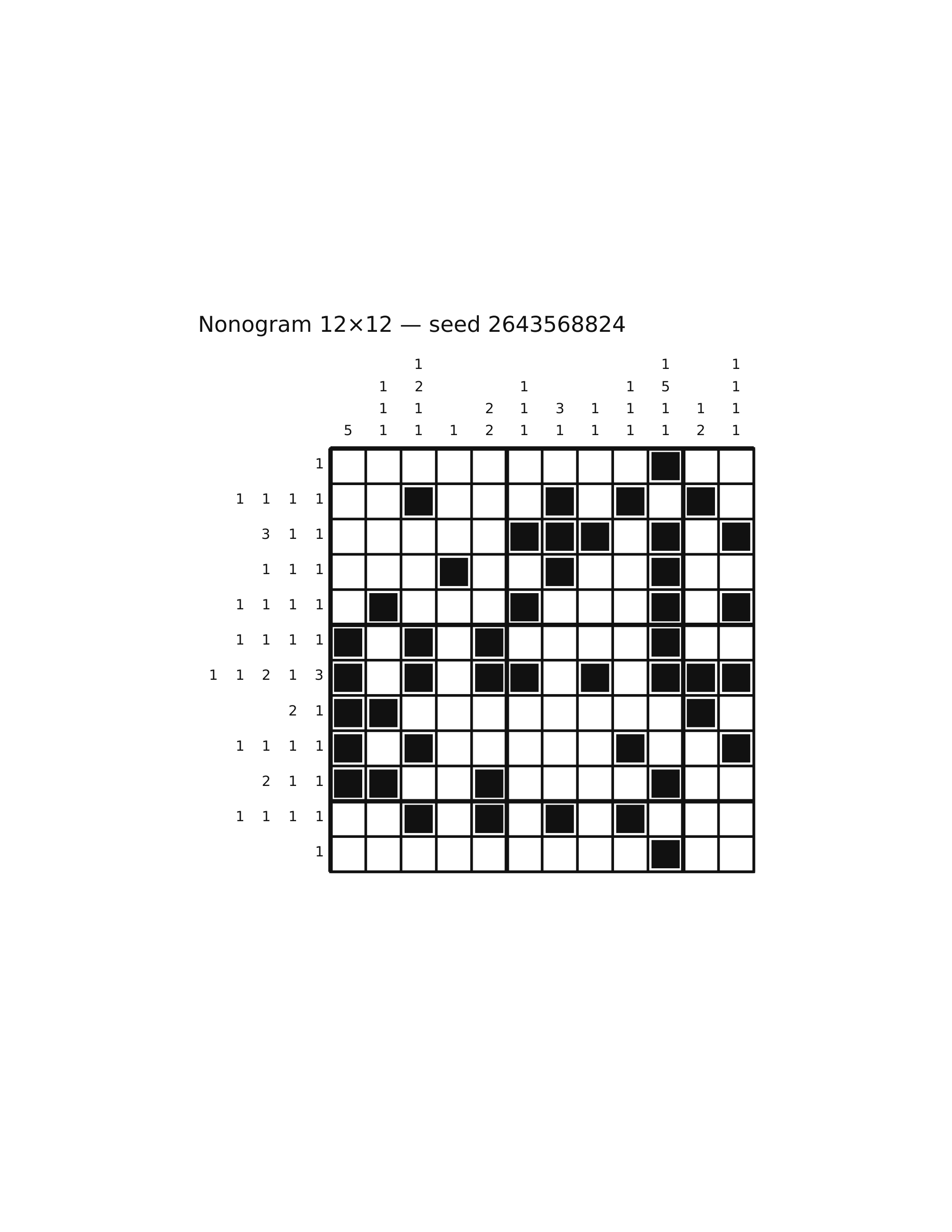 Nonogram 12×12 #67 — solution