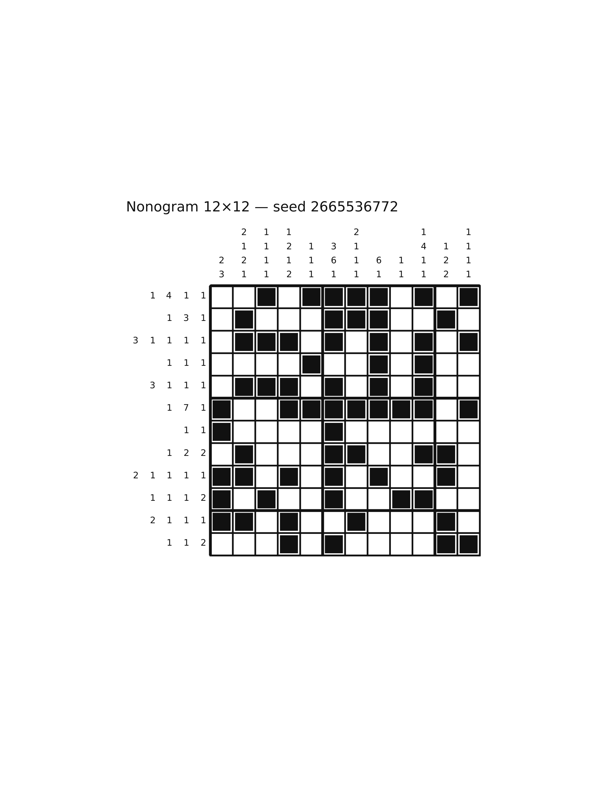 Nonogram 12×12 #70 — solution