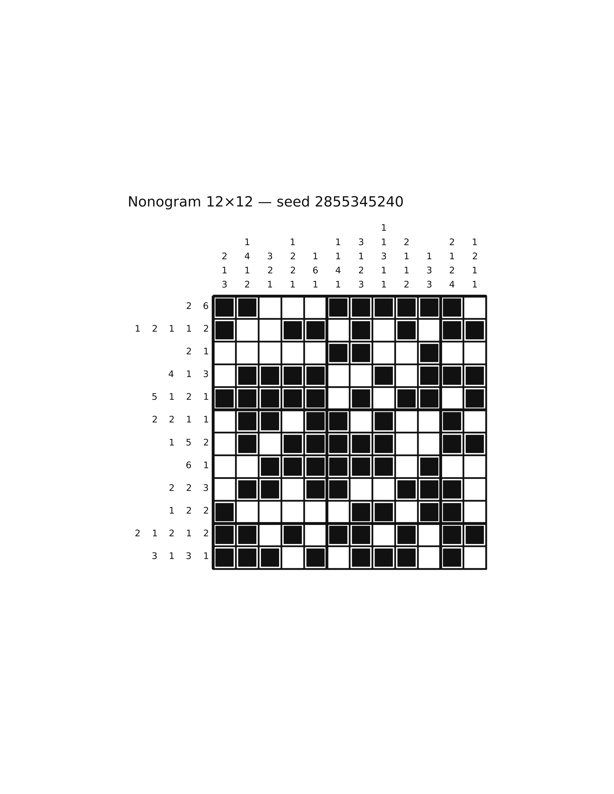 Nonogram 12×12 #61 — solution