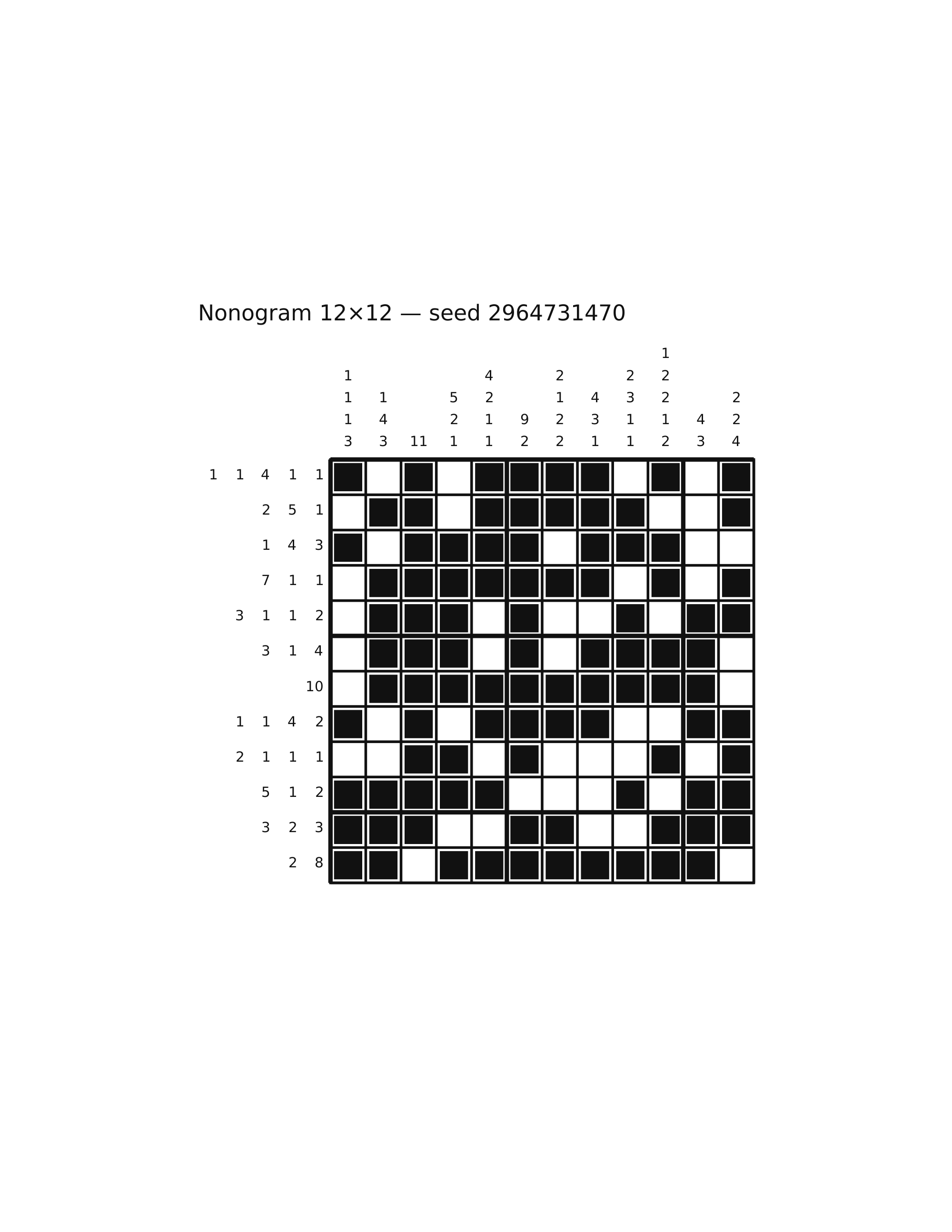 Nonogram 12×12 #50 — solution
