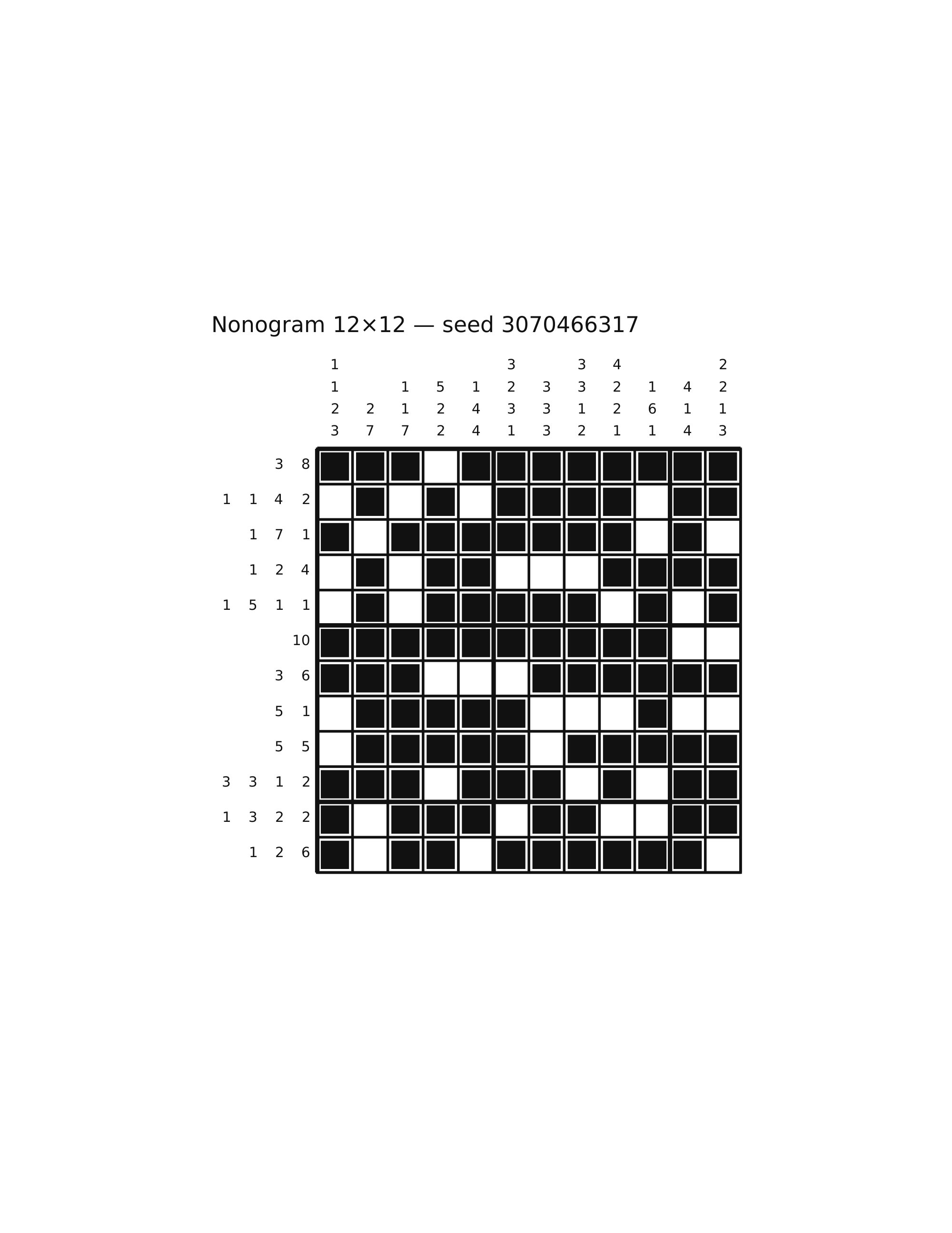 Nonogram 12×12 #13 — solution
