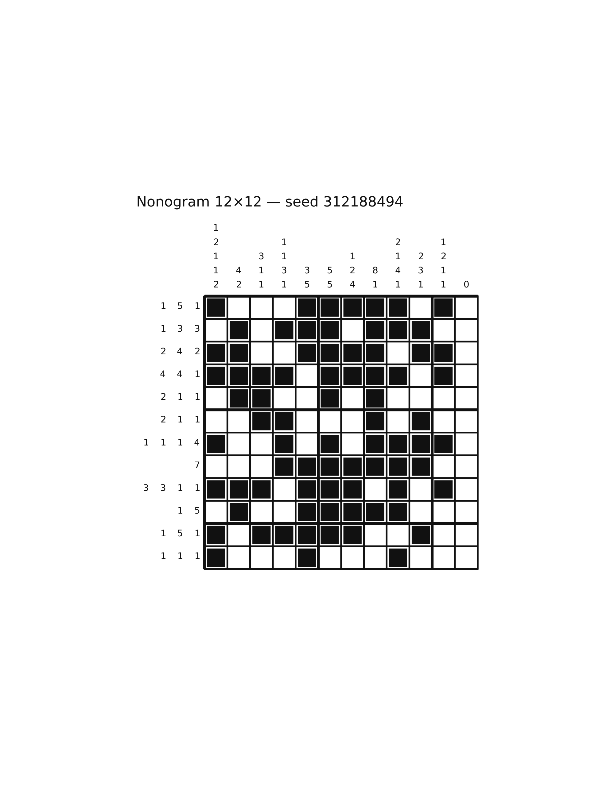 Nonogram 12×12 #69 — solution