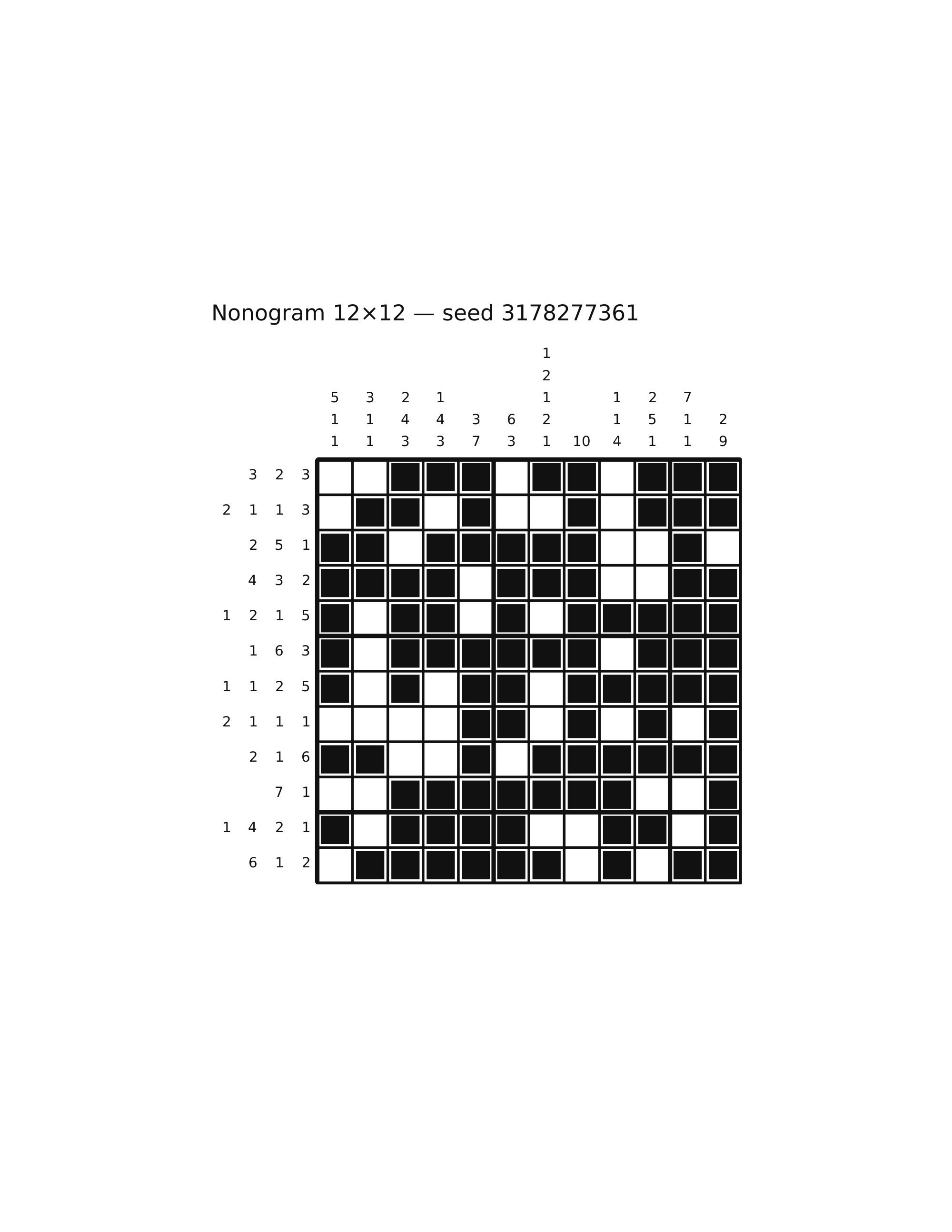 Nonogram 12×12 #71 — solution