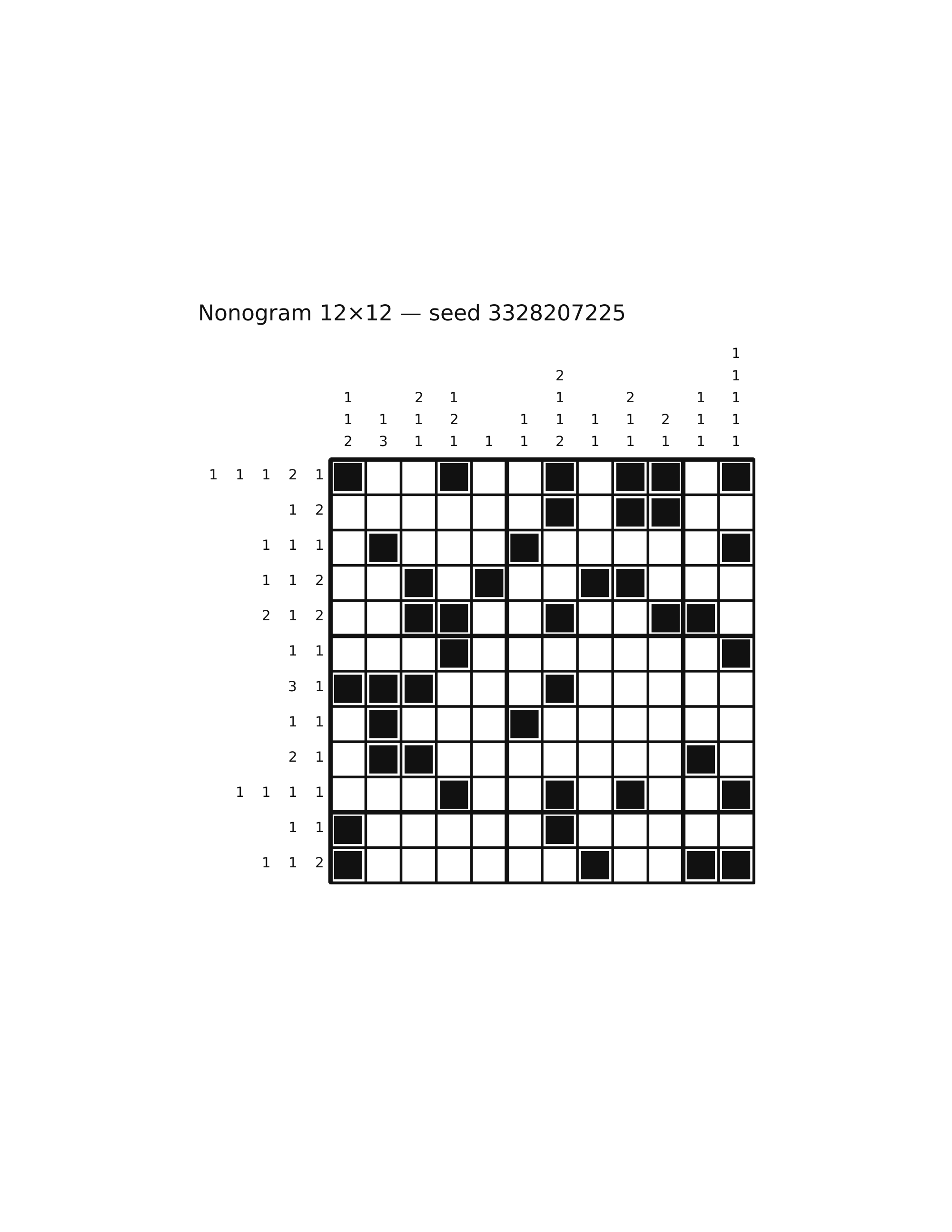 Nonogram 12×12 #68 — solution