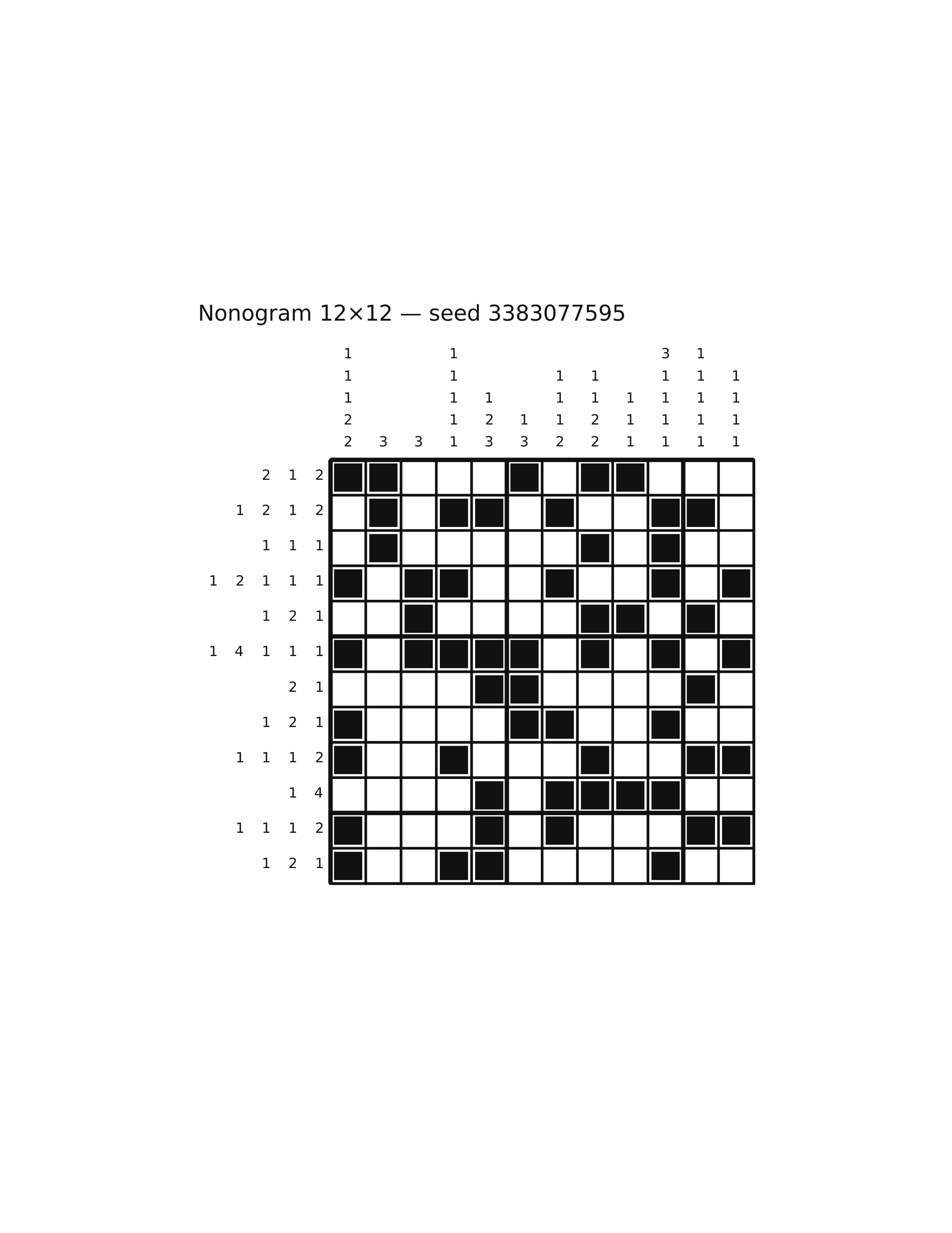 Nonogram 12×12 #67 — solution