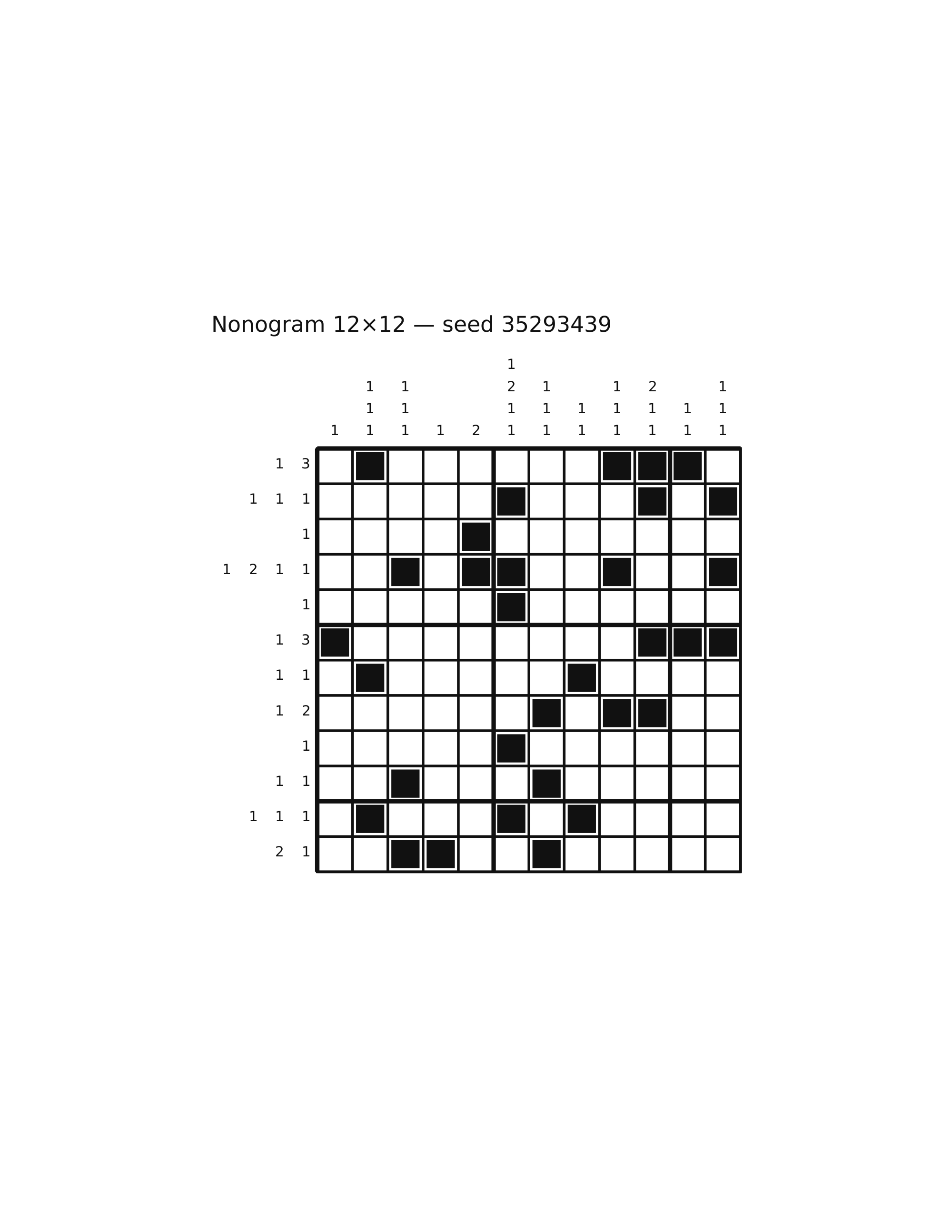 Nonogram 12×12 #69 — solution