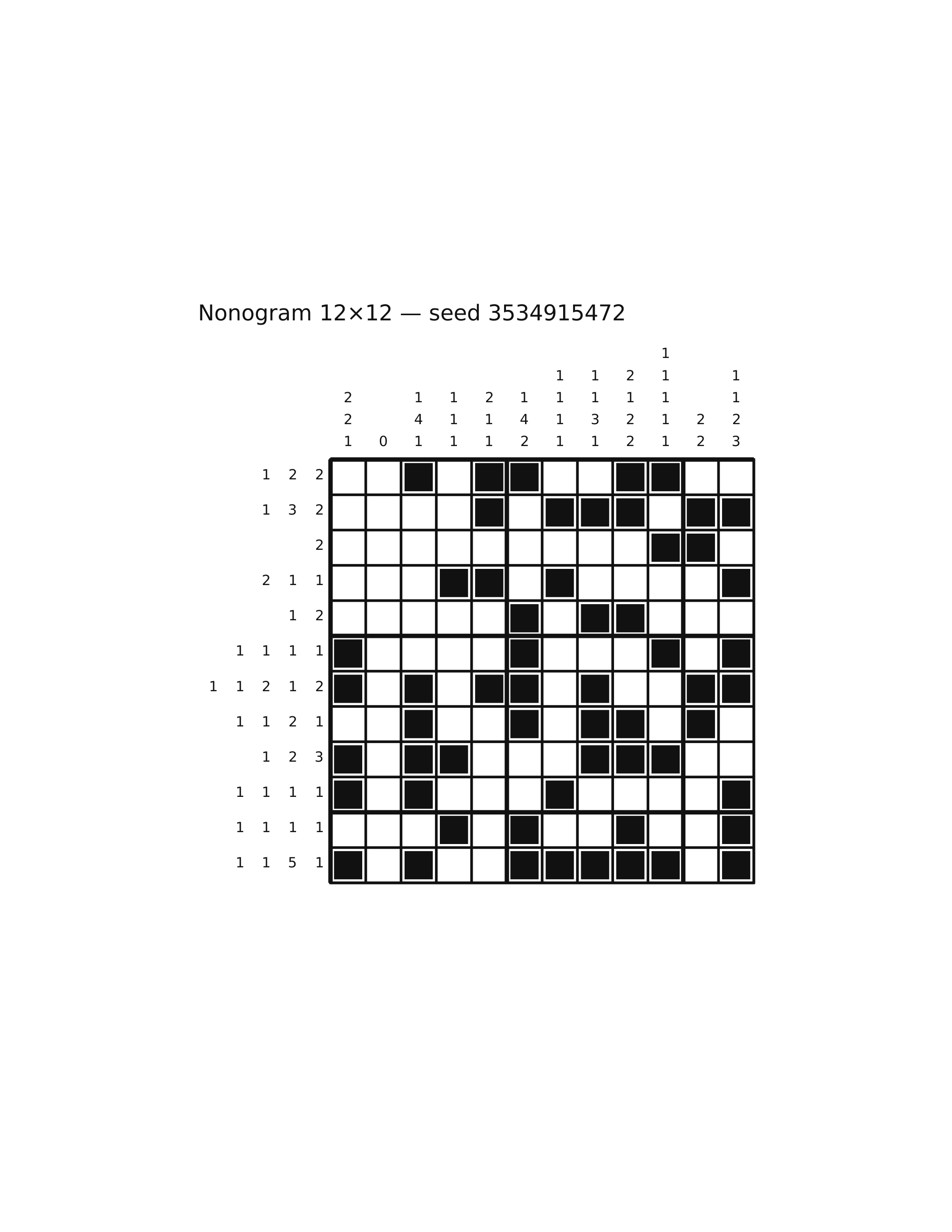 Nonogram 12×12 #67 — solution