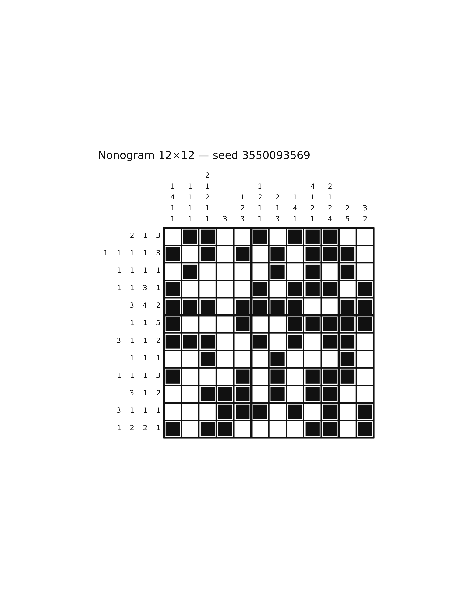 Nonogram 12×12 #69 — solution