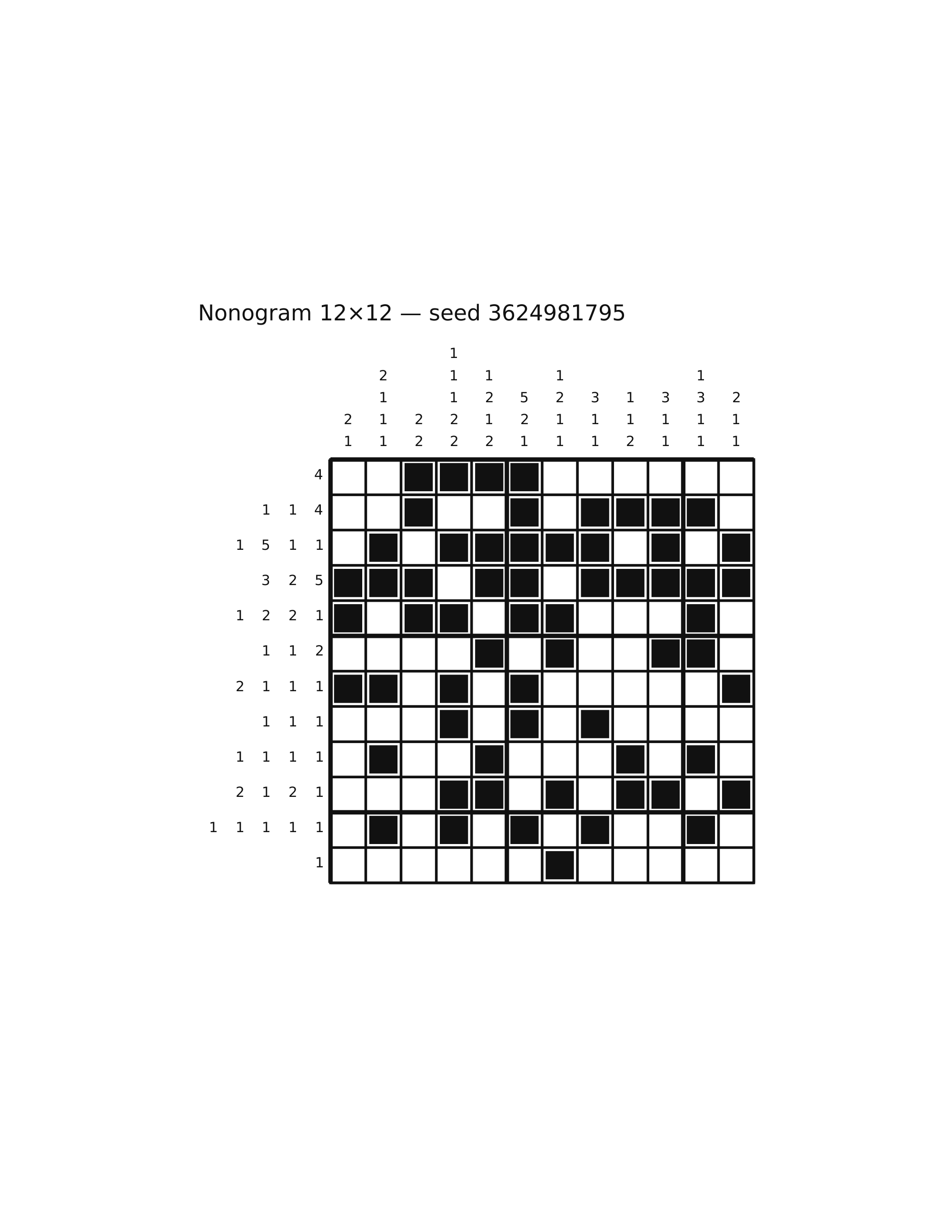 Nonogram 12×12 #43 — solution