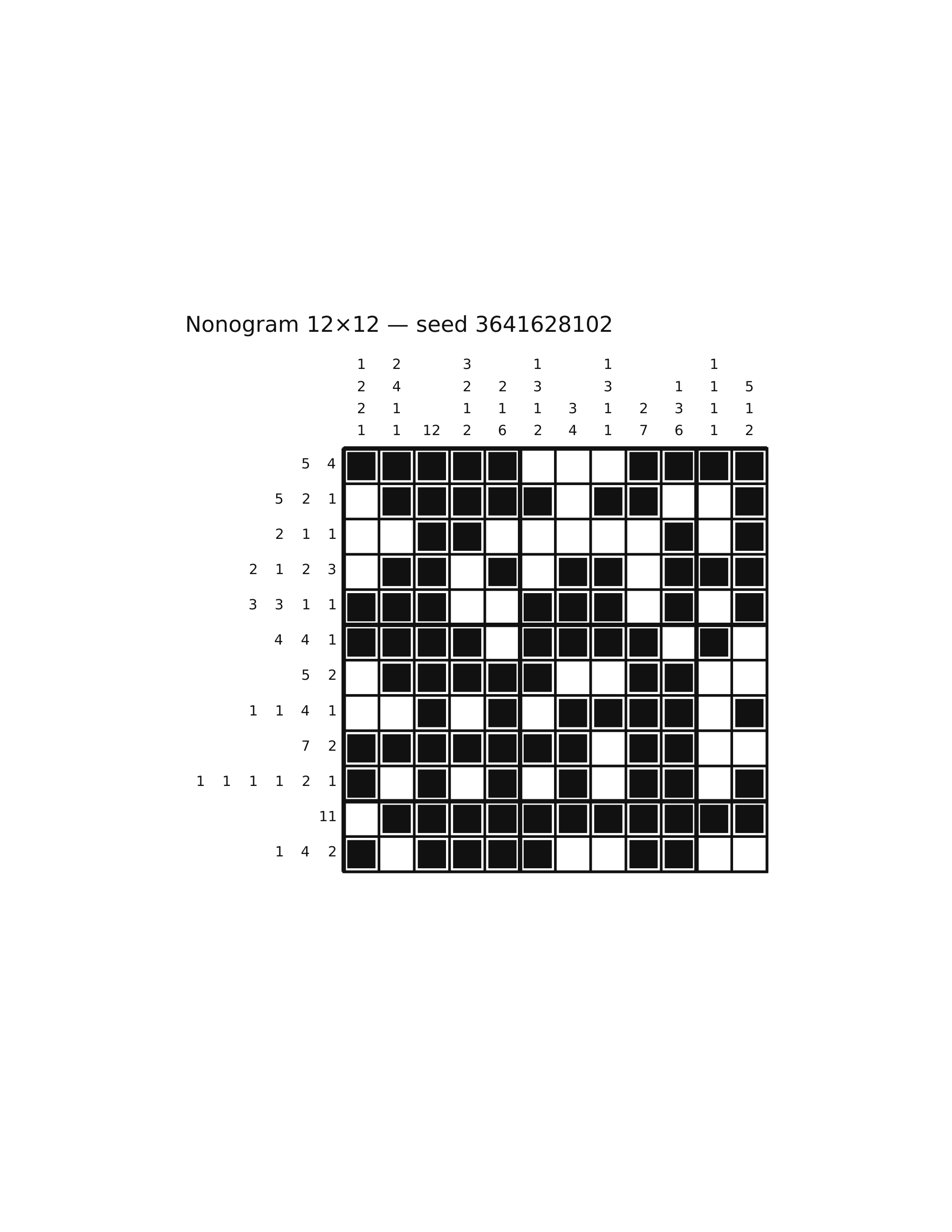 Nonogram 12×12 #68 — solution