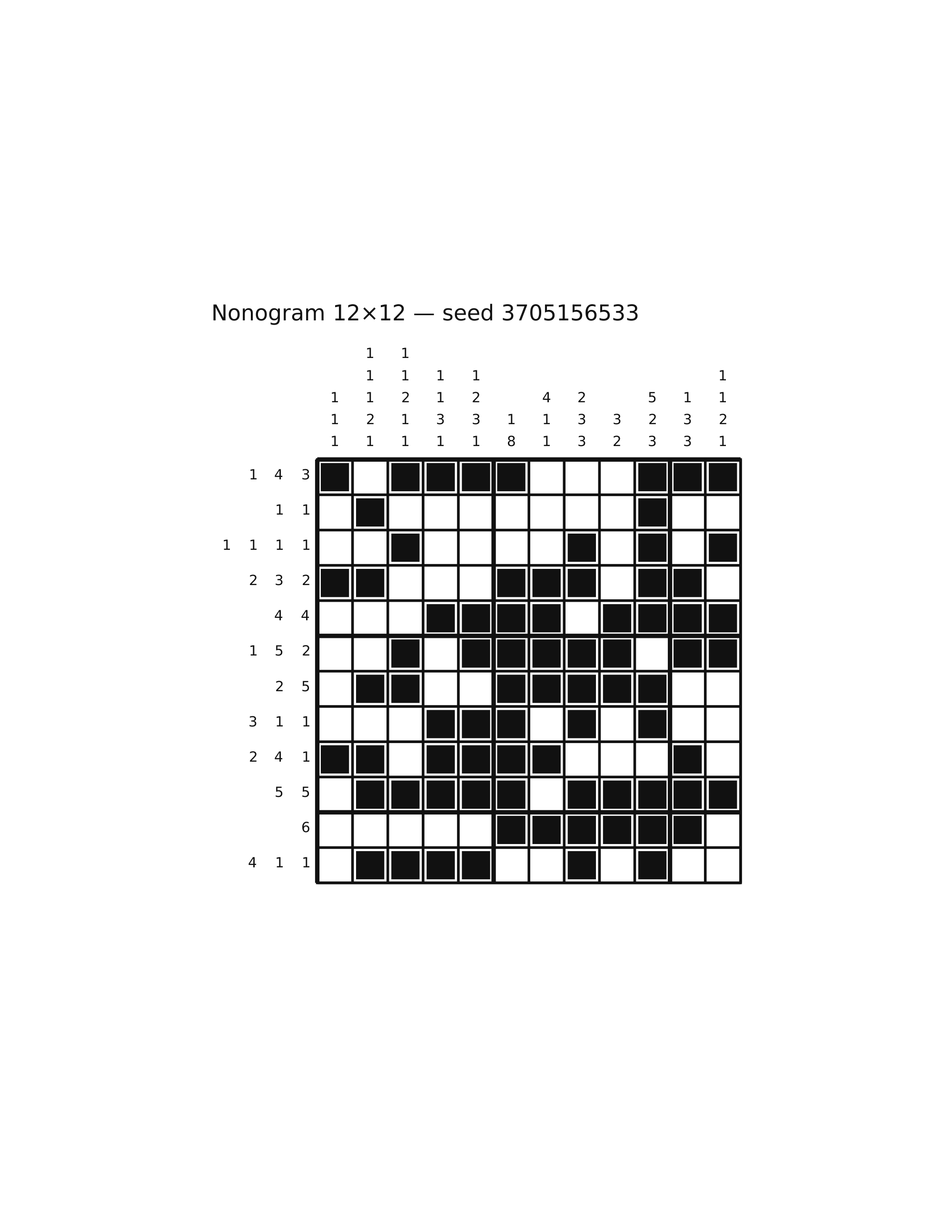 Nonogram 12×12 #68 — solution