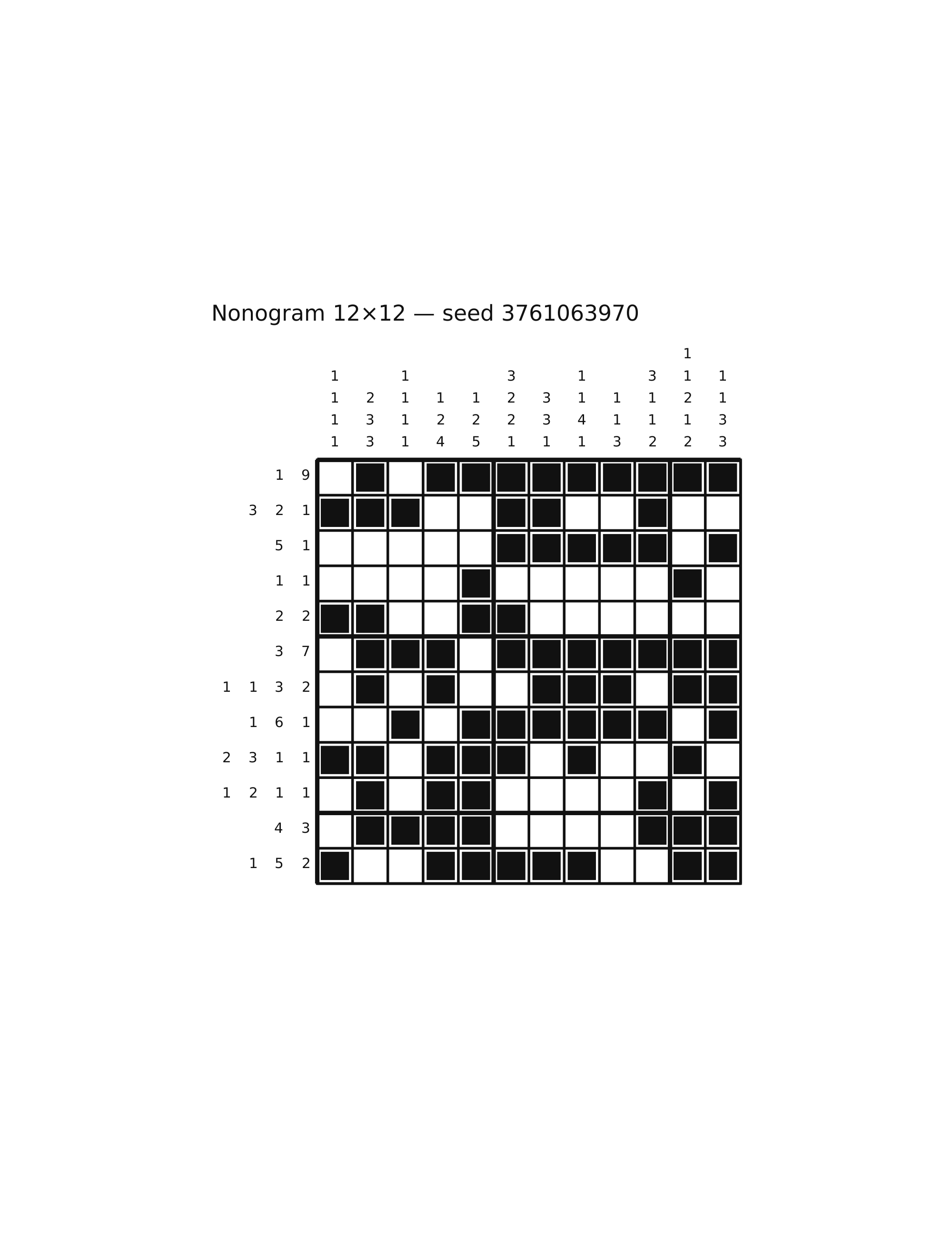 Nonogram 12×12 #19 — solution