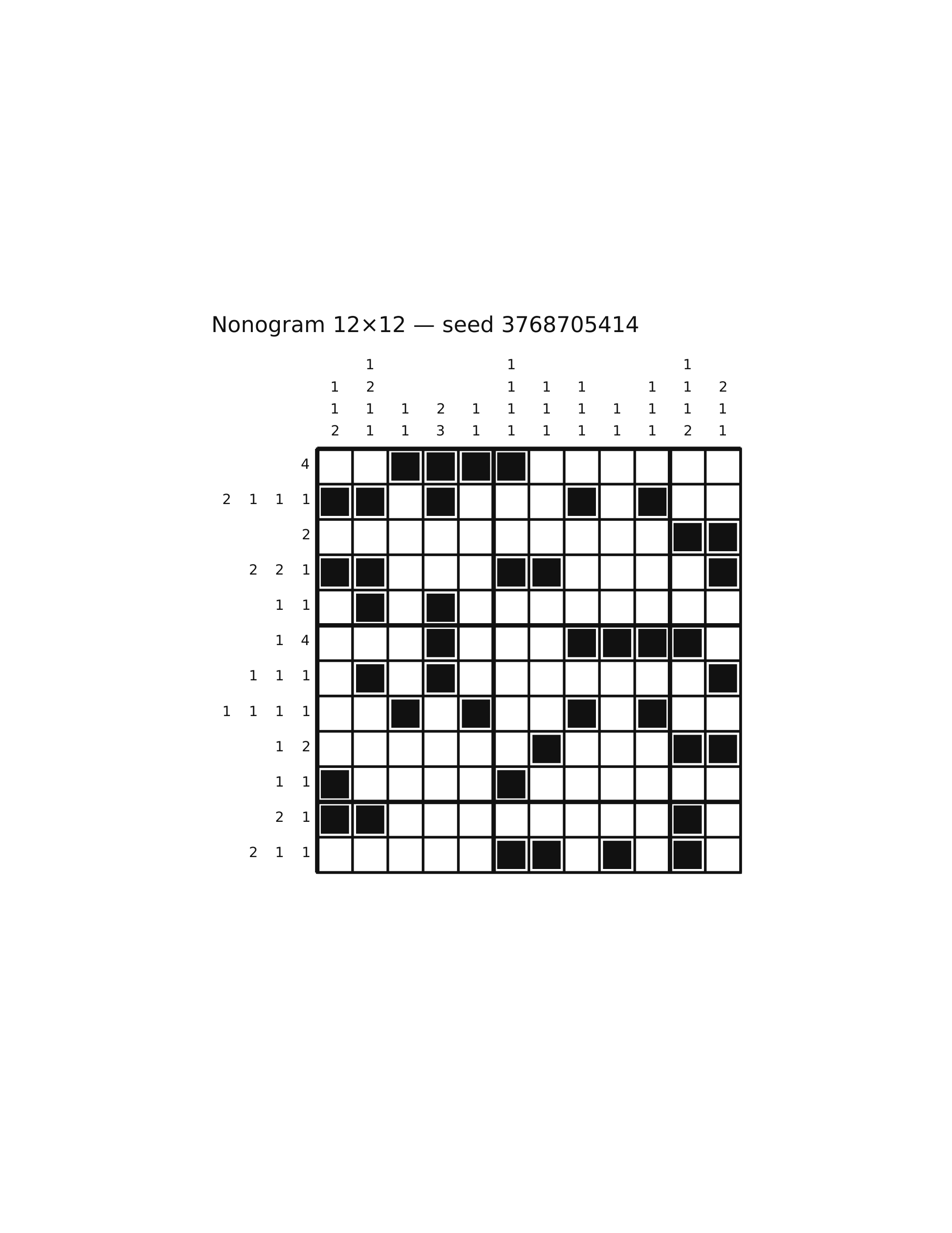 Nonogram 12×12 #13 — solution