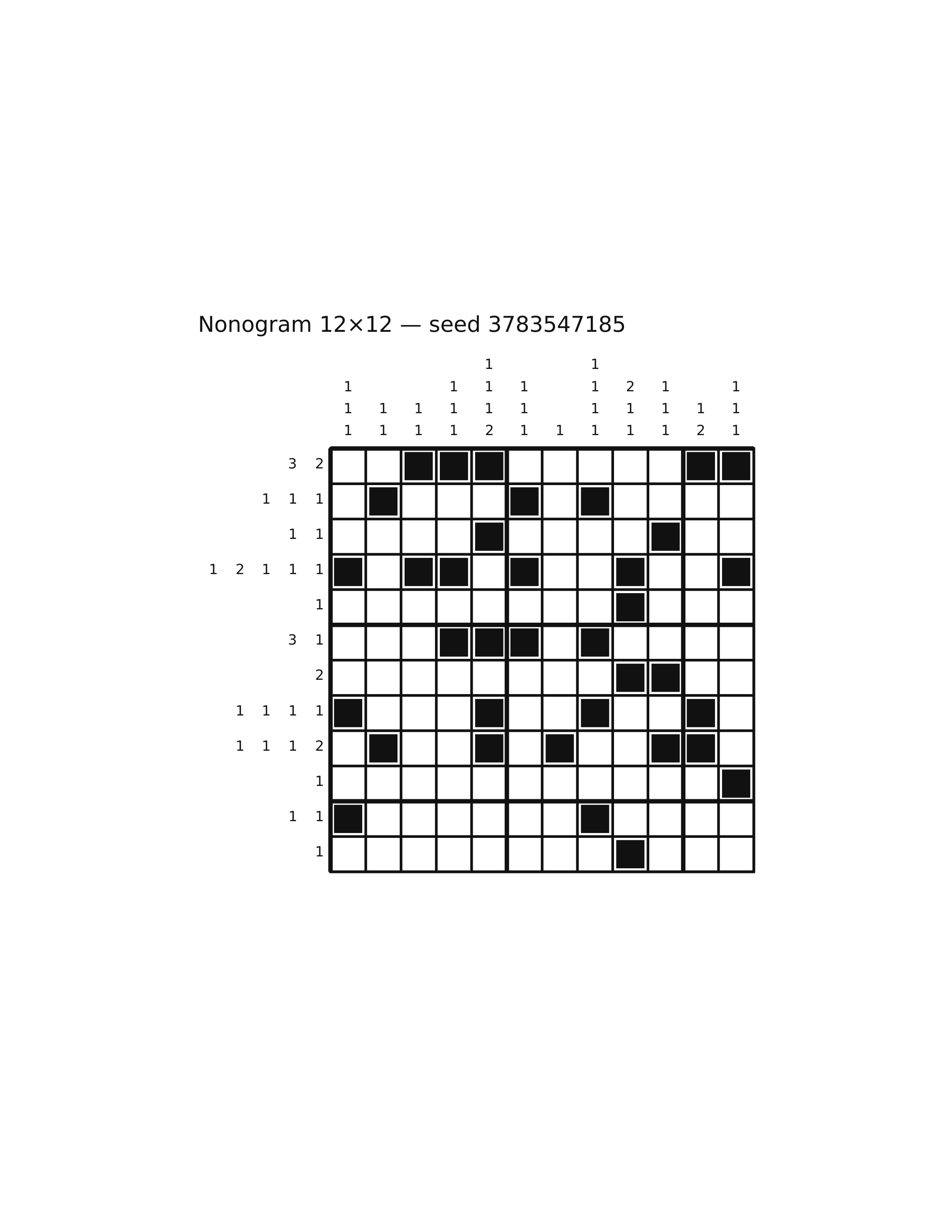 Nonogram 12×12 #74 — solution
