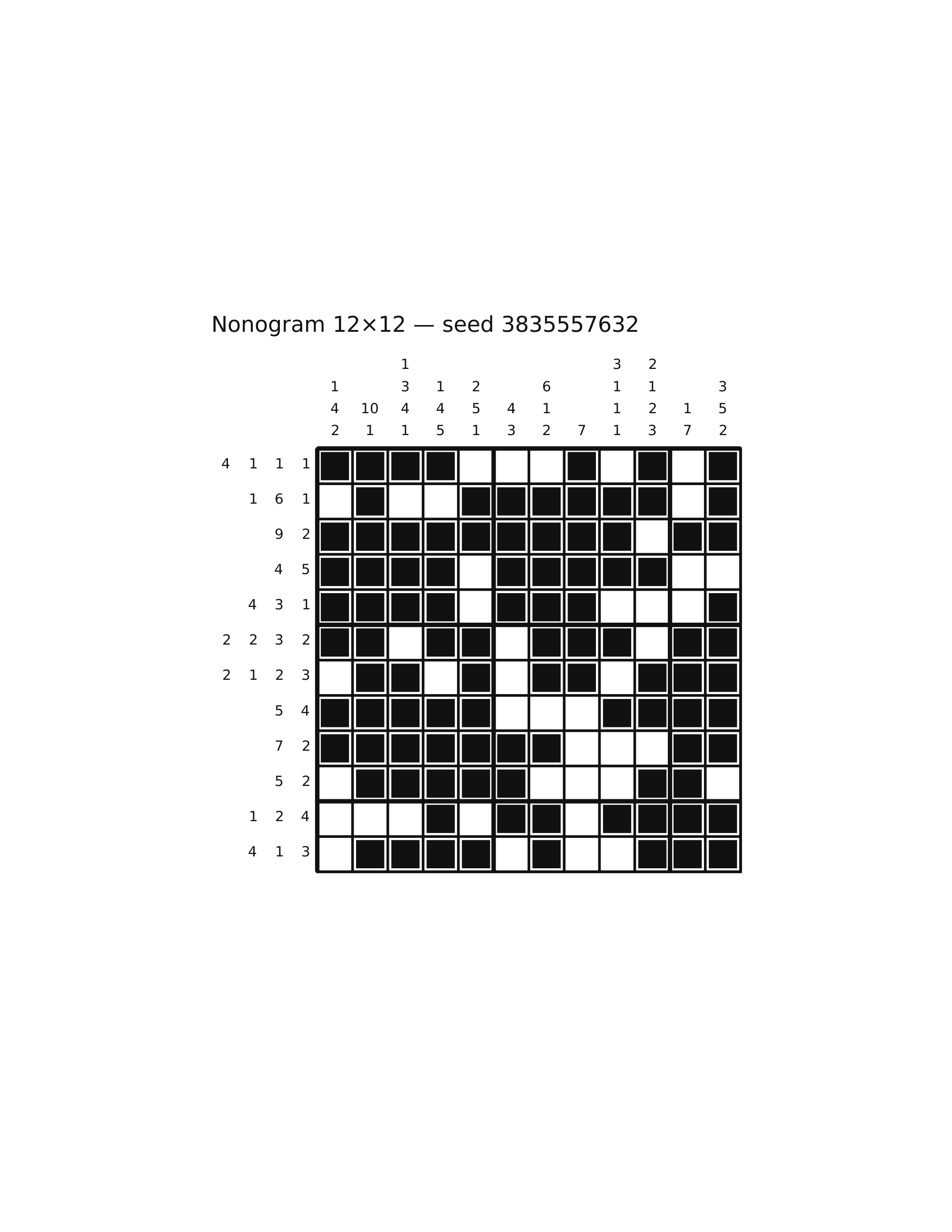 Nonogram 12×12 #78 — solution