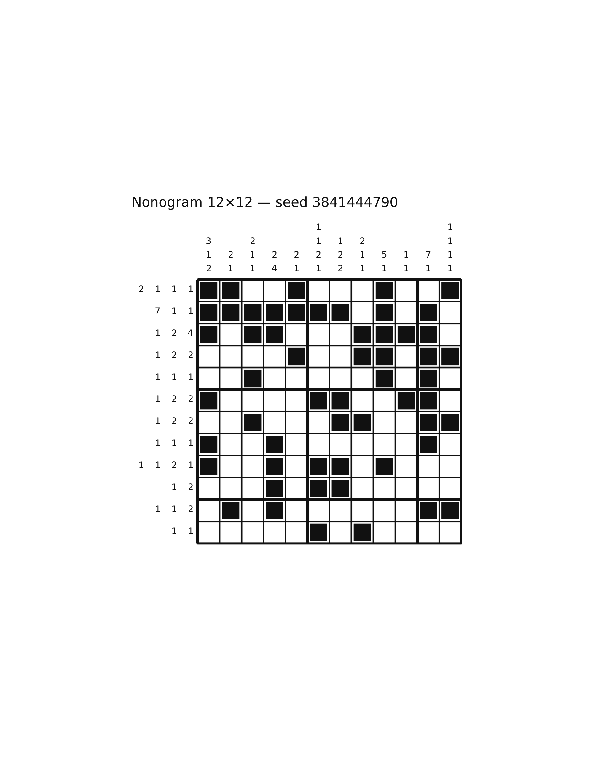 Nonogram 12×12 #74 — solution