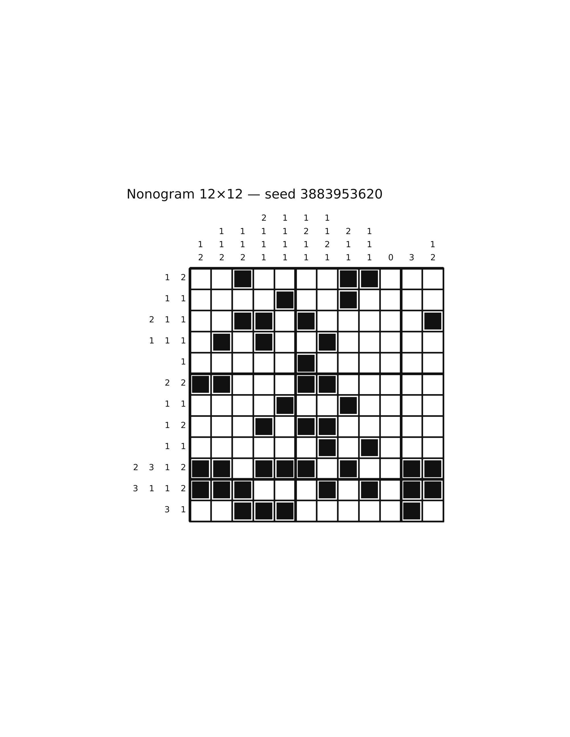 Nonogram 12×12 #50 — solution
