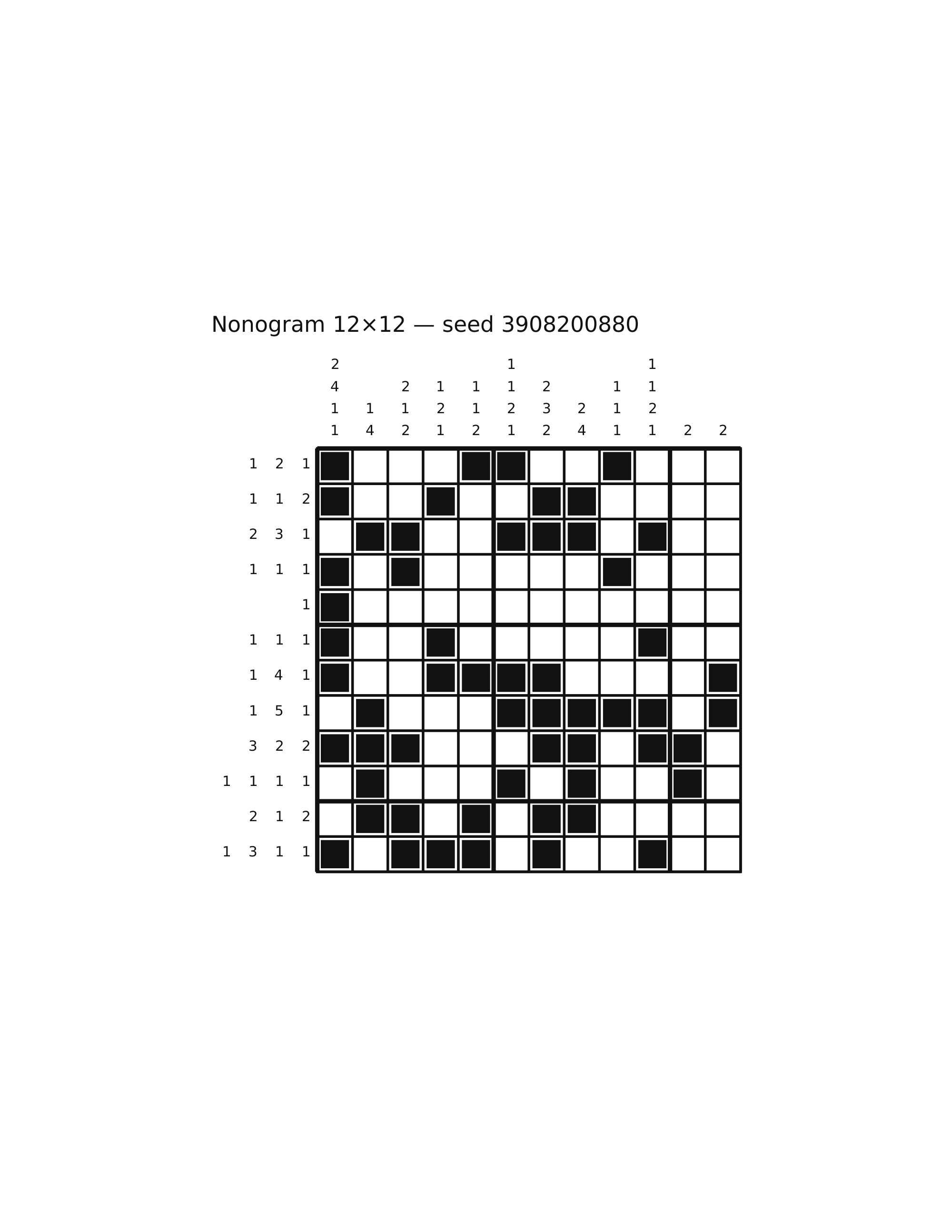 Nonogram 12×12 #70 — solution