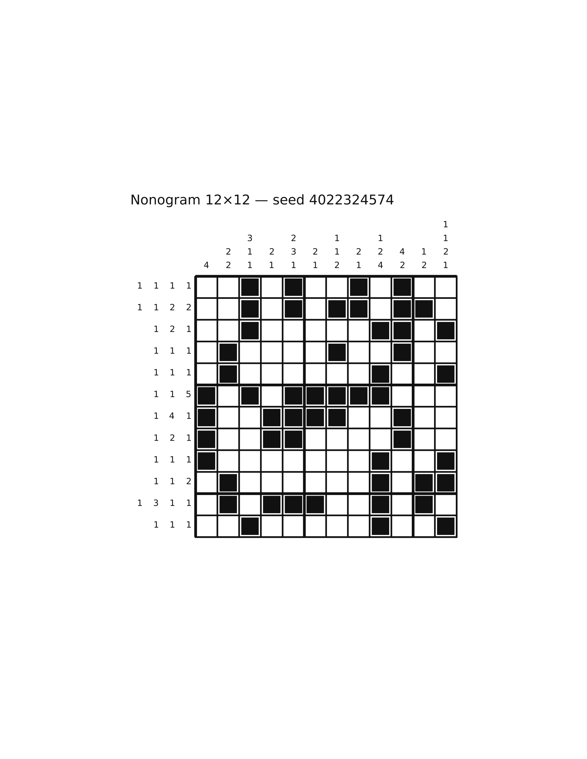 Nonogram 12×12 #18 — solution