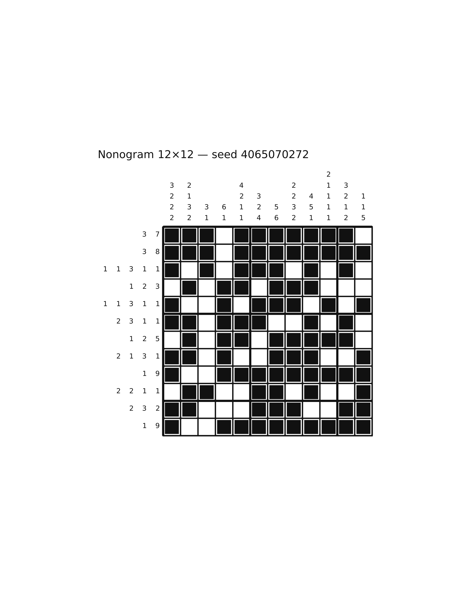 Nonogram 12×12 #65 — solution