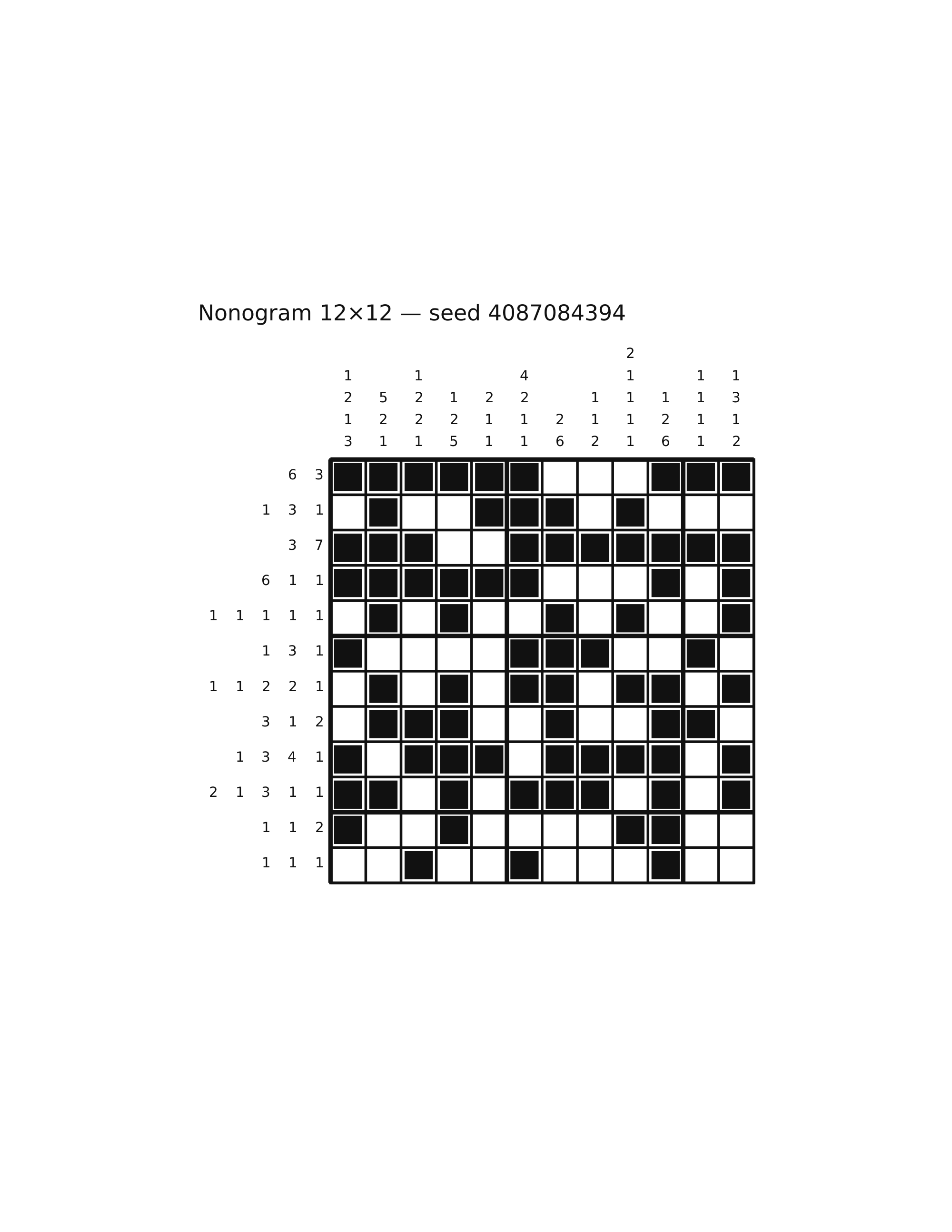 Nonogram 12×12 #70 — solution