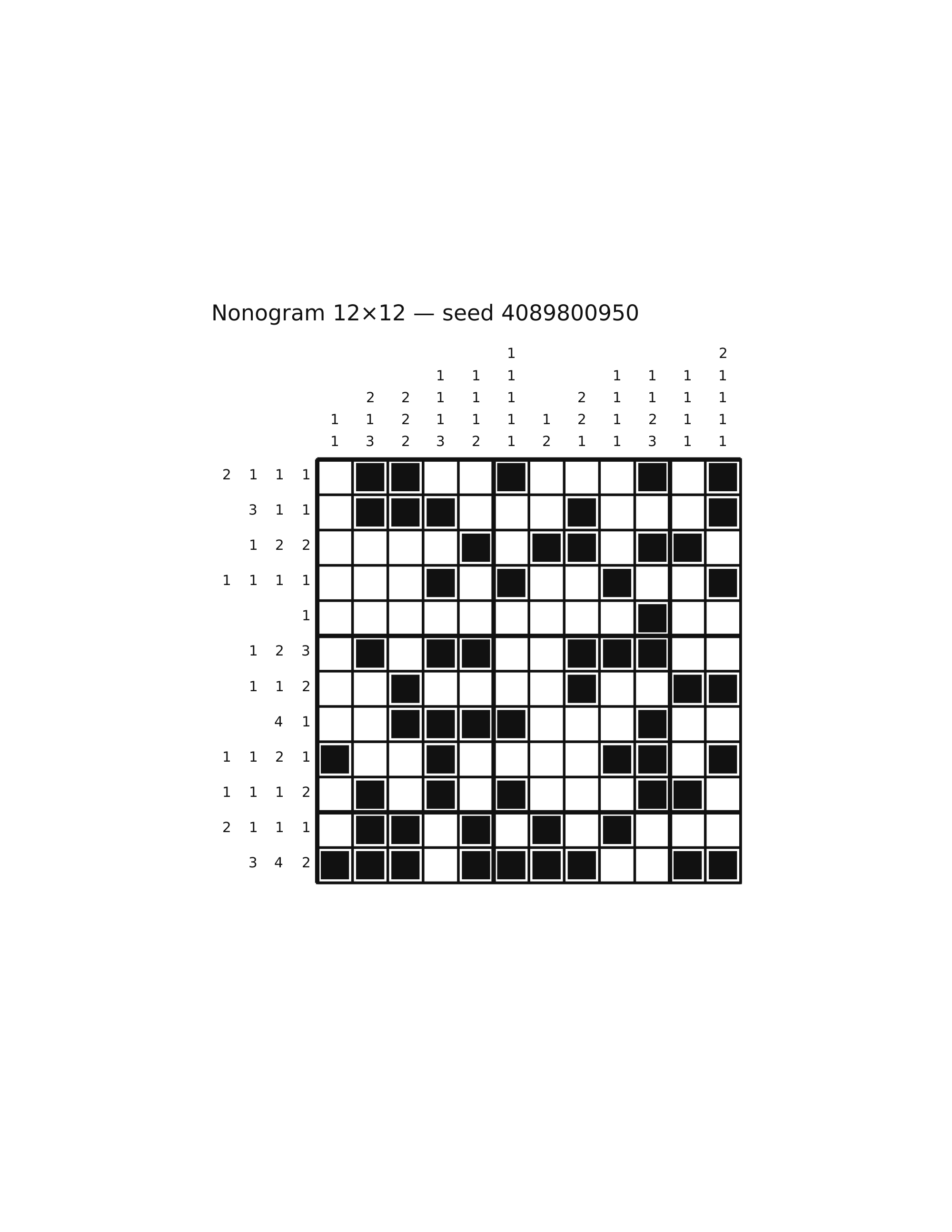 Nonogram 12×12 #65 — solution