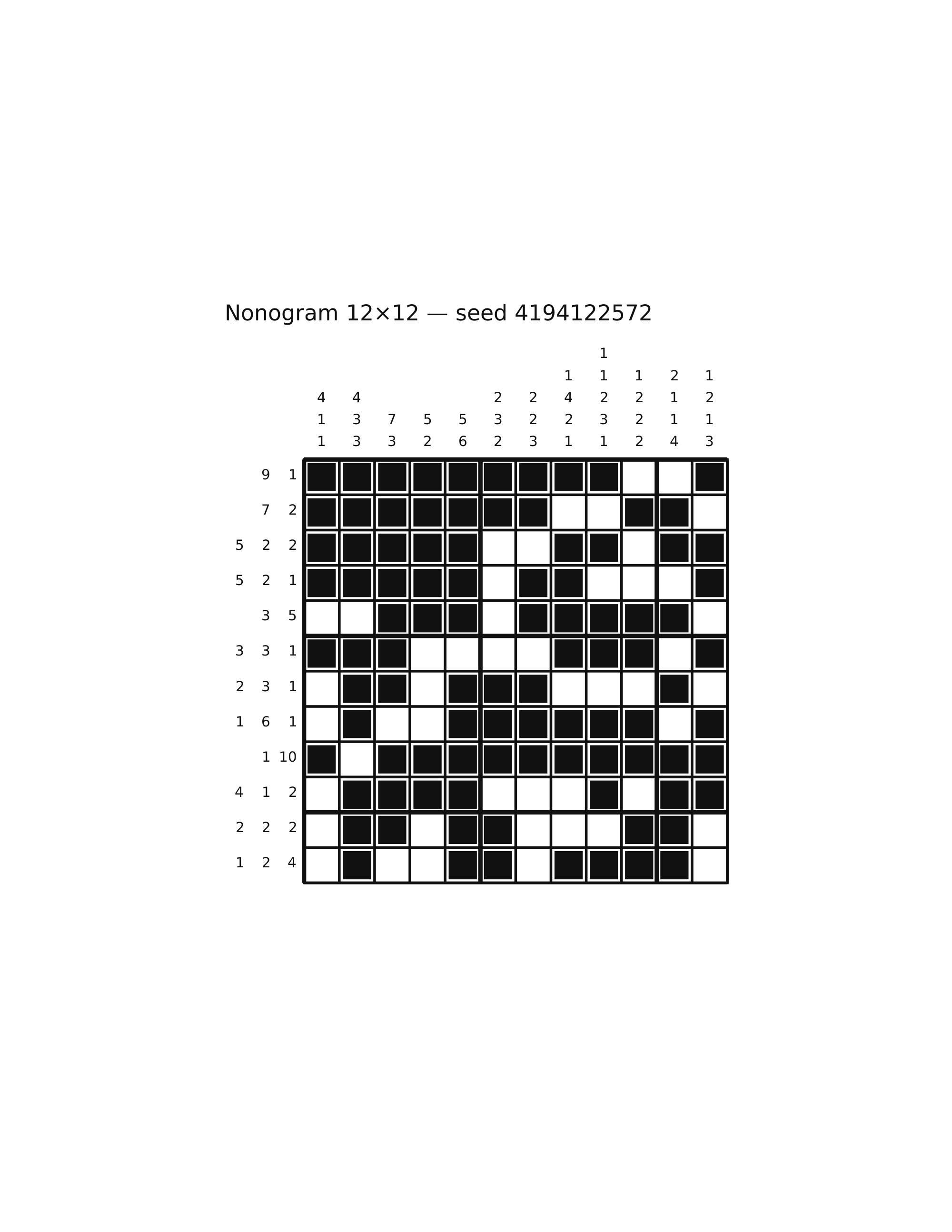 Nonogram 12×12 #20 — solution