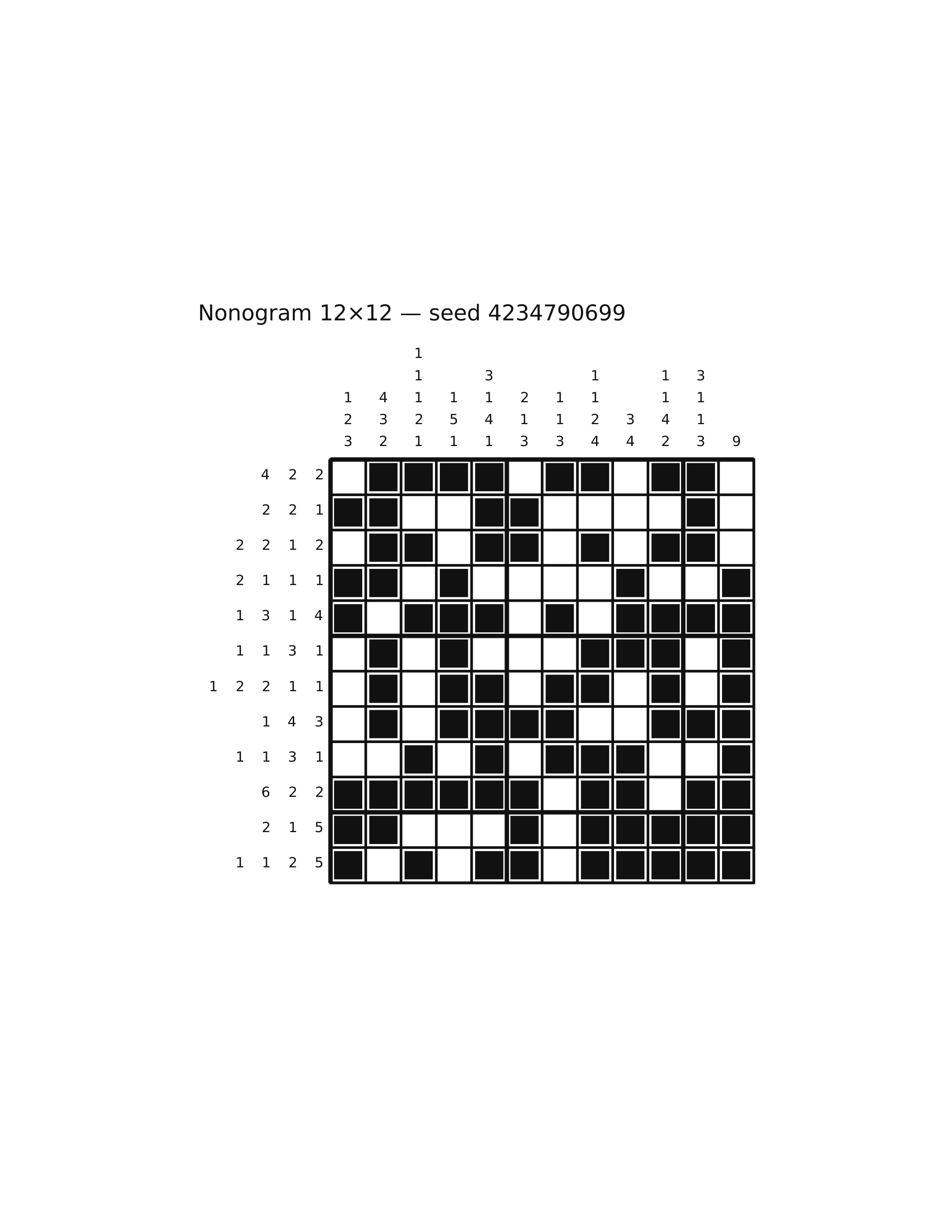 Nonogram 12×12 #73 — solution