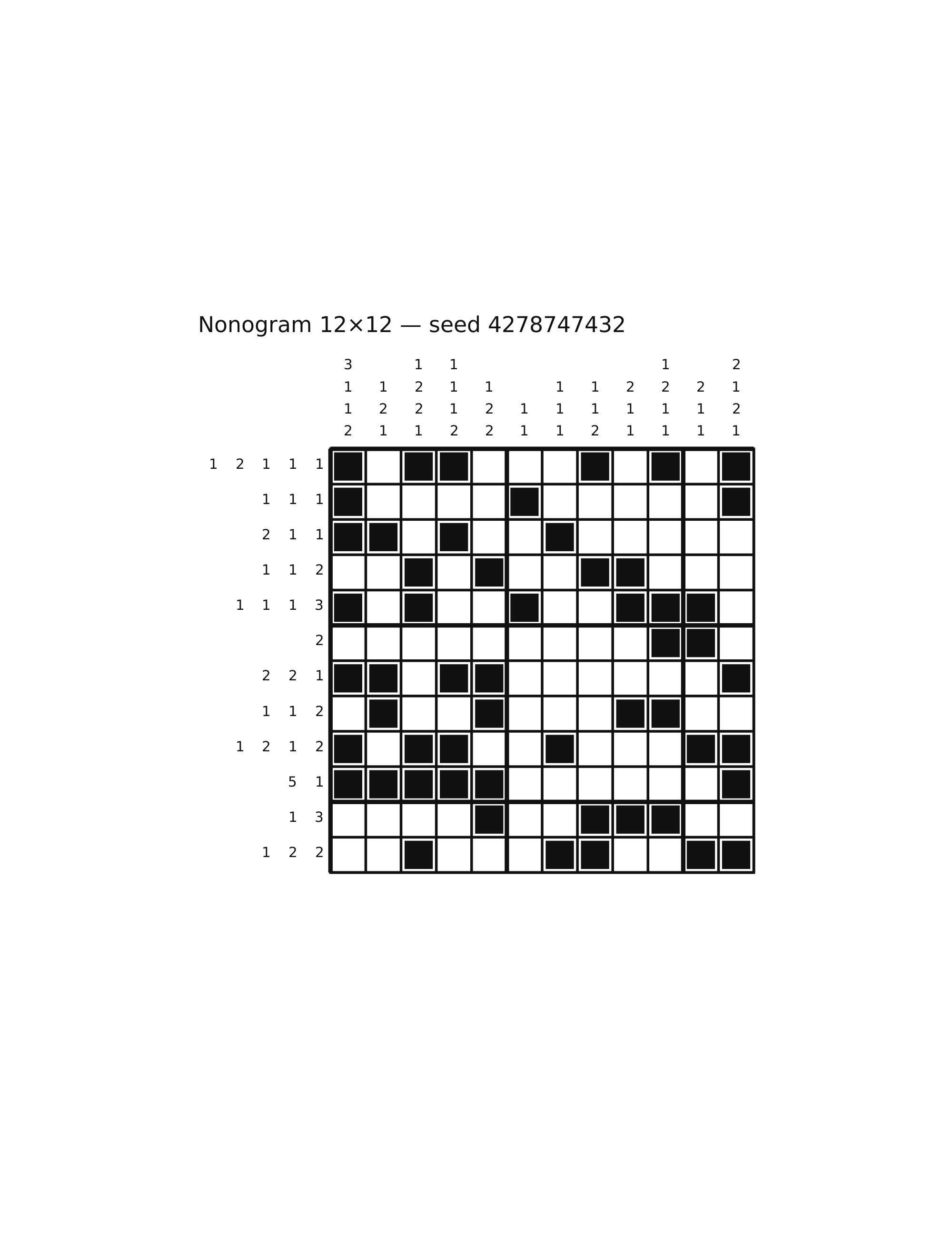 Nonogram 12×12 #76 — solution