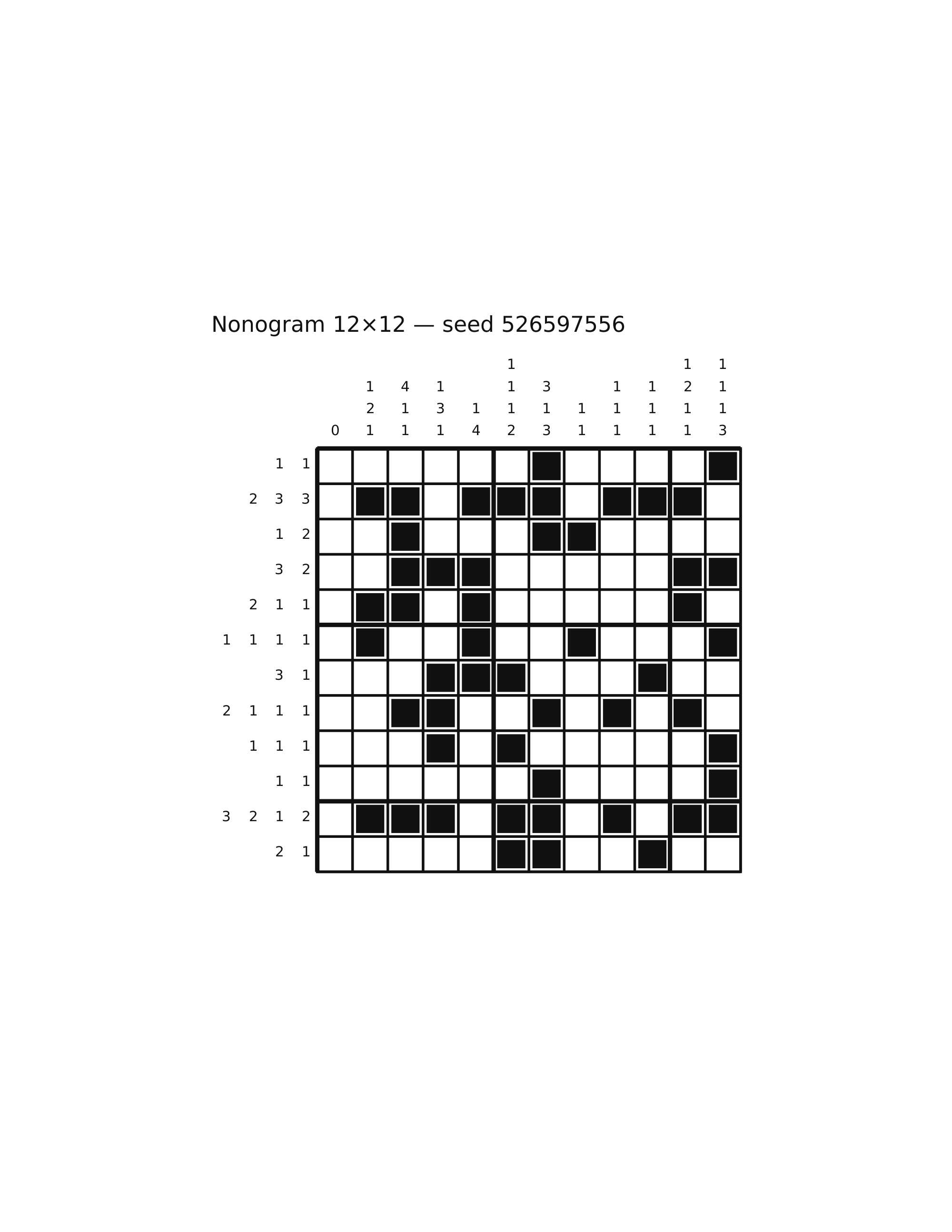 Nonogram 12×12 #73 — solution