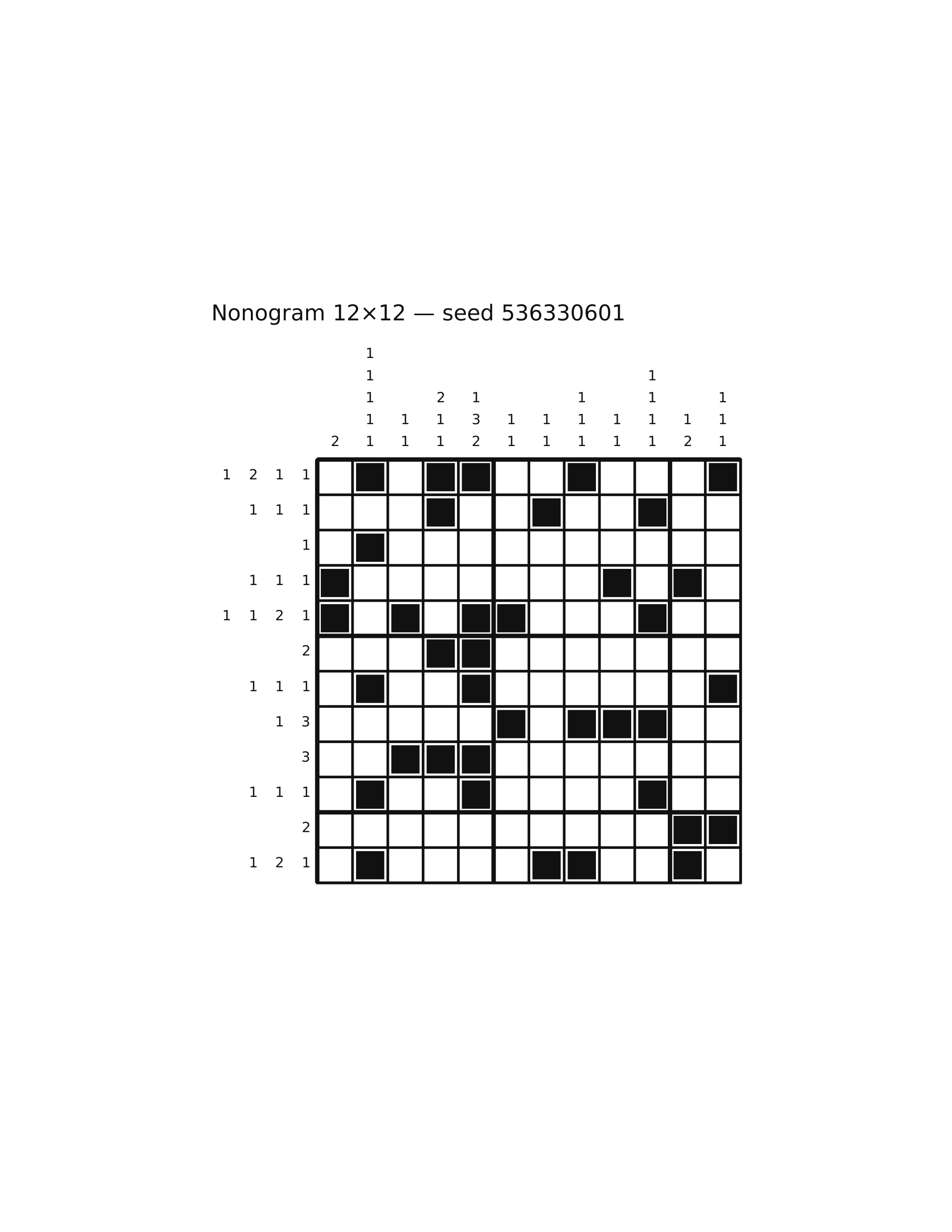 Nonogram 12×12 #62 — solution